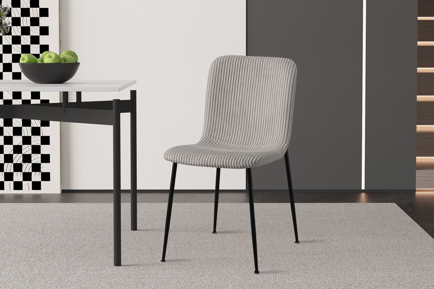 Stoel 'Alice' Corduroy Lichtgrijs