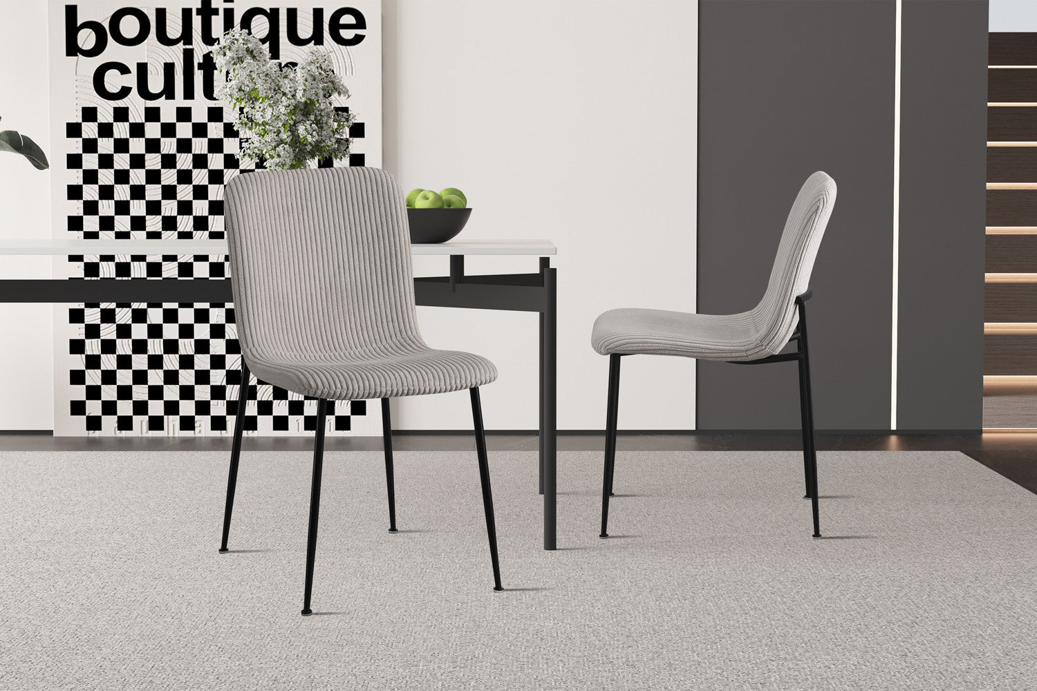 Stoel 'Alice' Corduroy Lichtgrijs