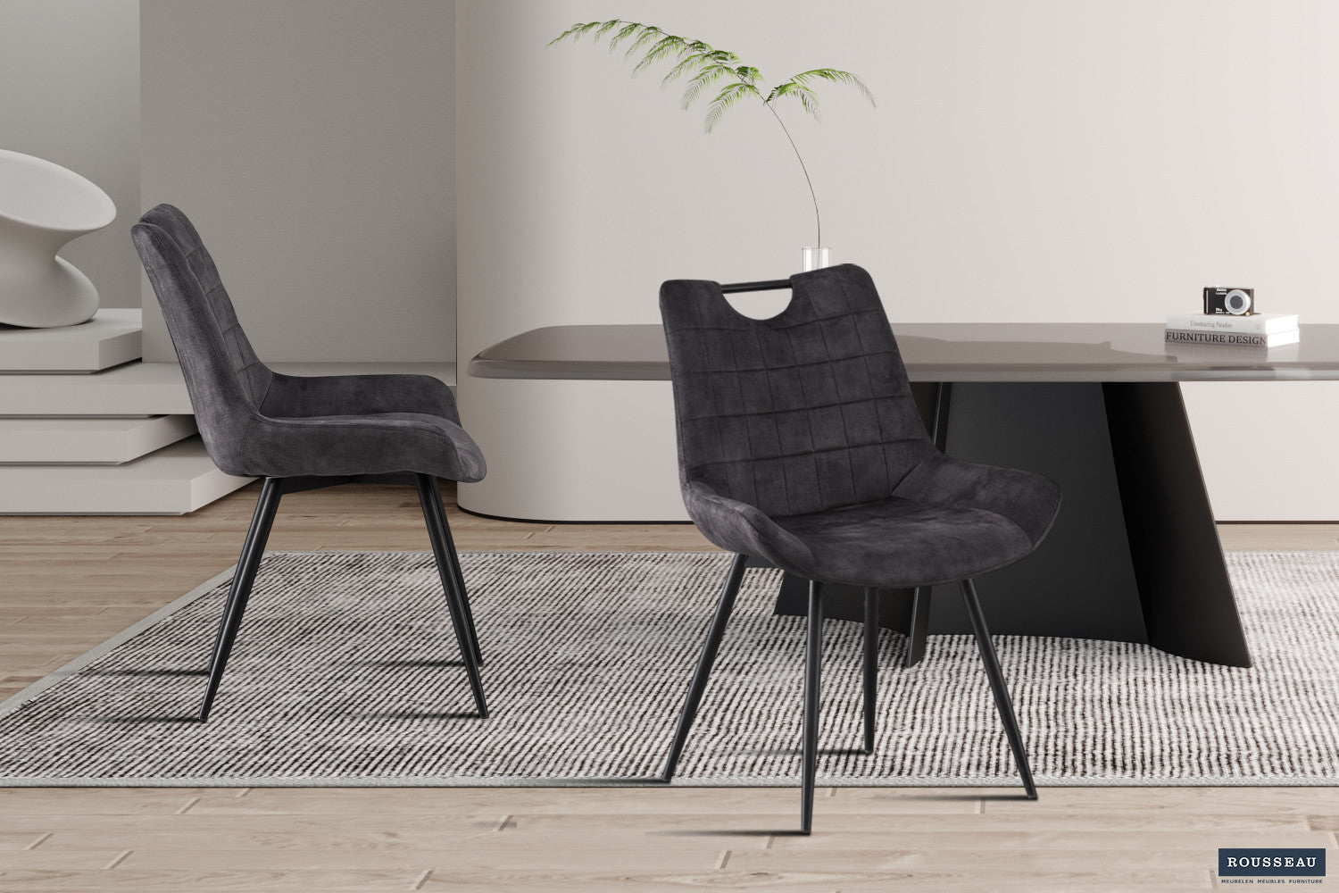 Stoel 'Nina' Fluweel Grijs