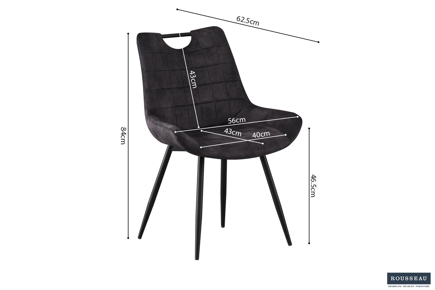 Stoel 'Nina' Fluweel Grijs