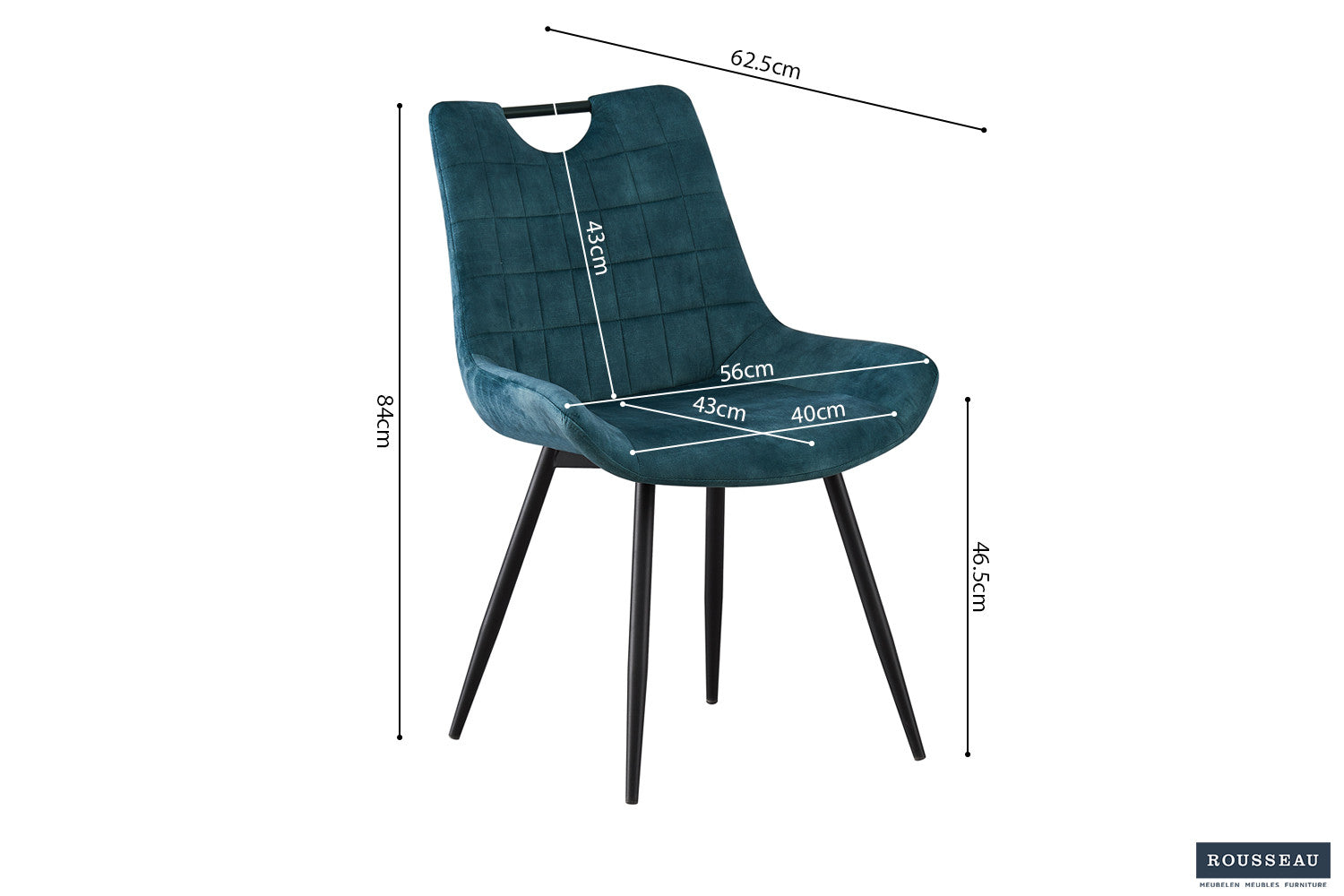 Stoel 'Nina' Fluweel Petrol