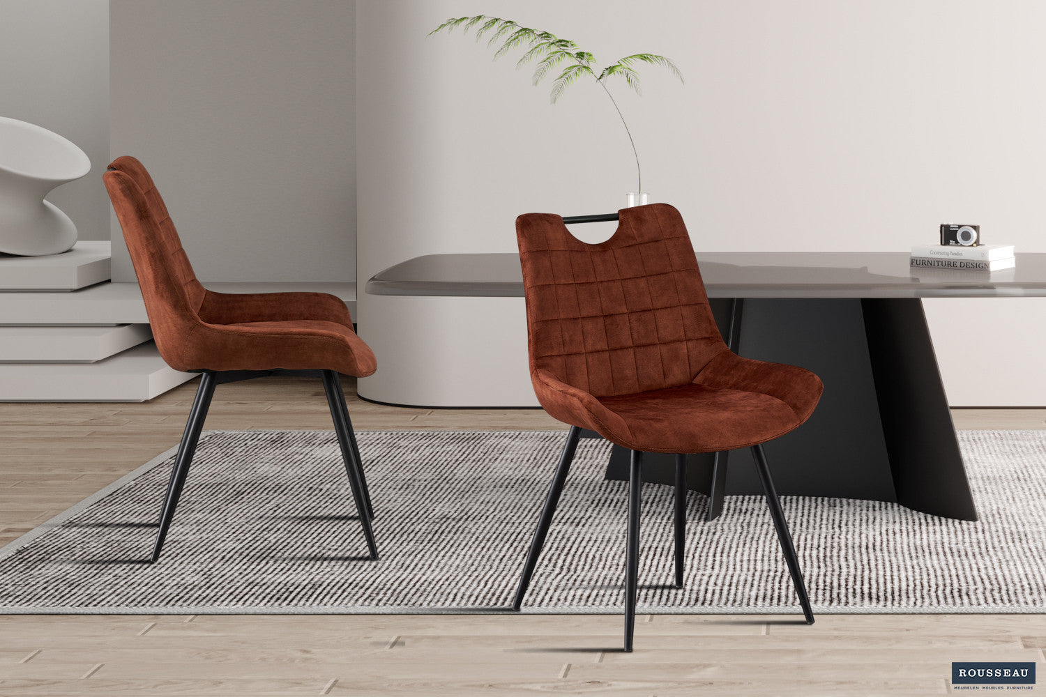 Stoel 'Nina' Fluweel Roest