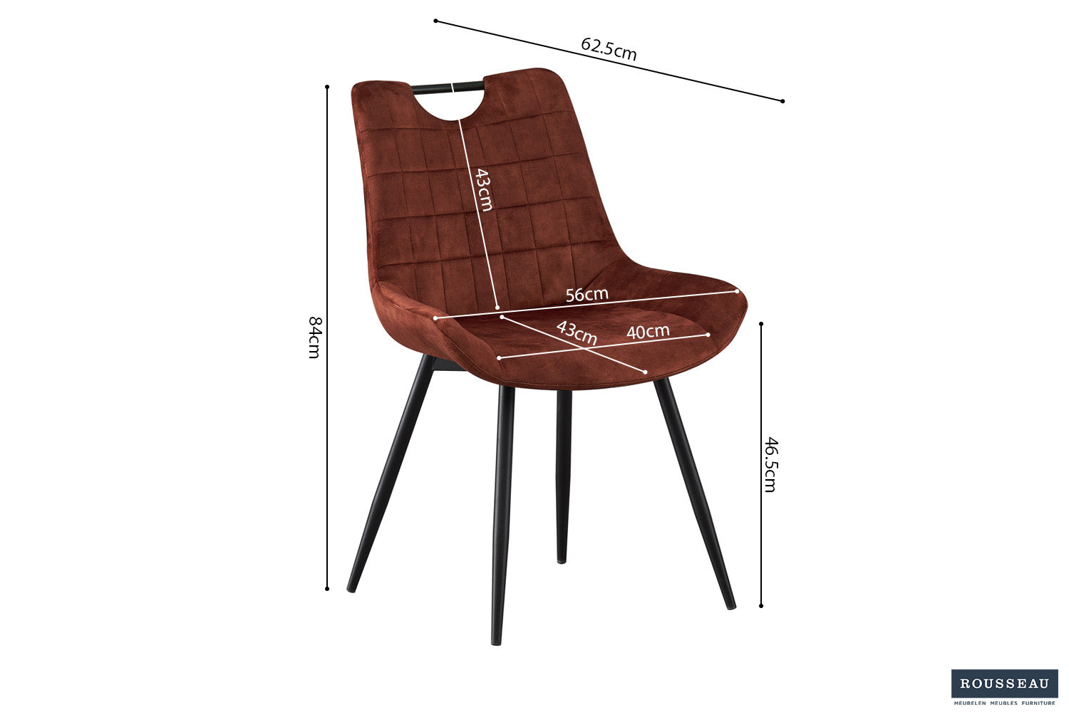 Stoel 'Nina' Fluweel Roest