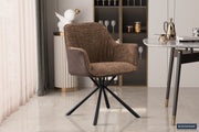 Stoel 'Lucie' Bouclé Zand Vloerkleed PU Bruin