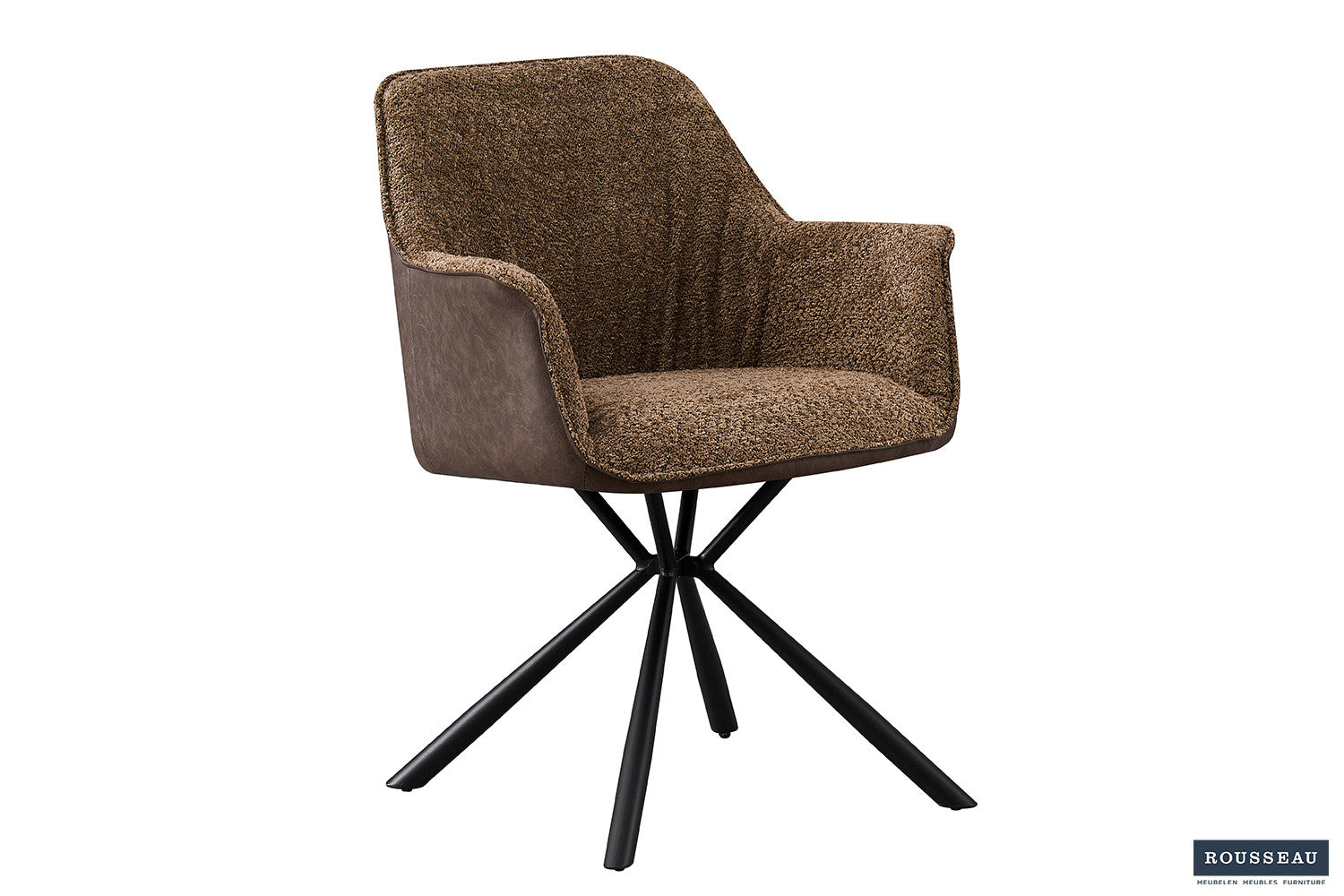 Stoel 'Lucie' Bouclé Zand Vloerkleed PU Bruin