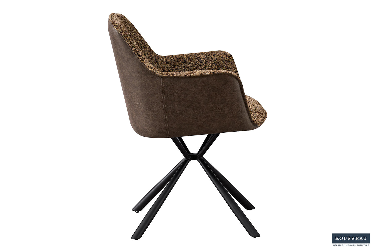 Stoel 'Lucie' Bouclé Zand Vloerkleed PU Bruin