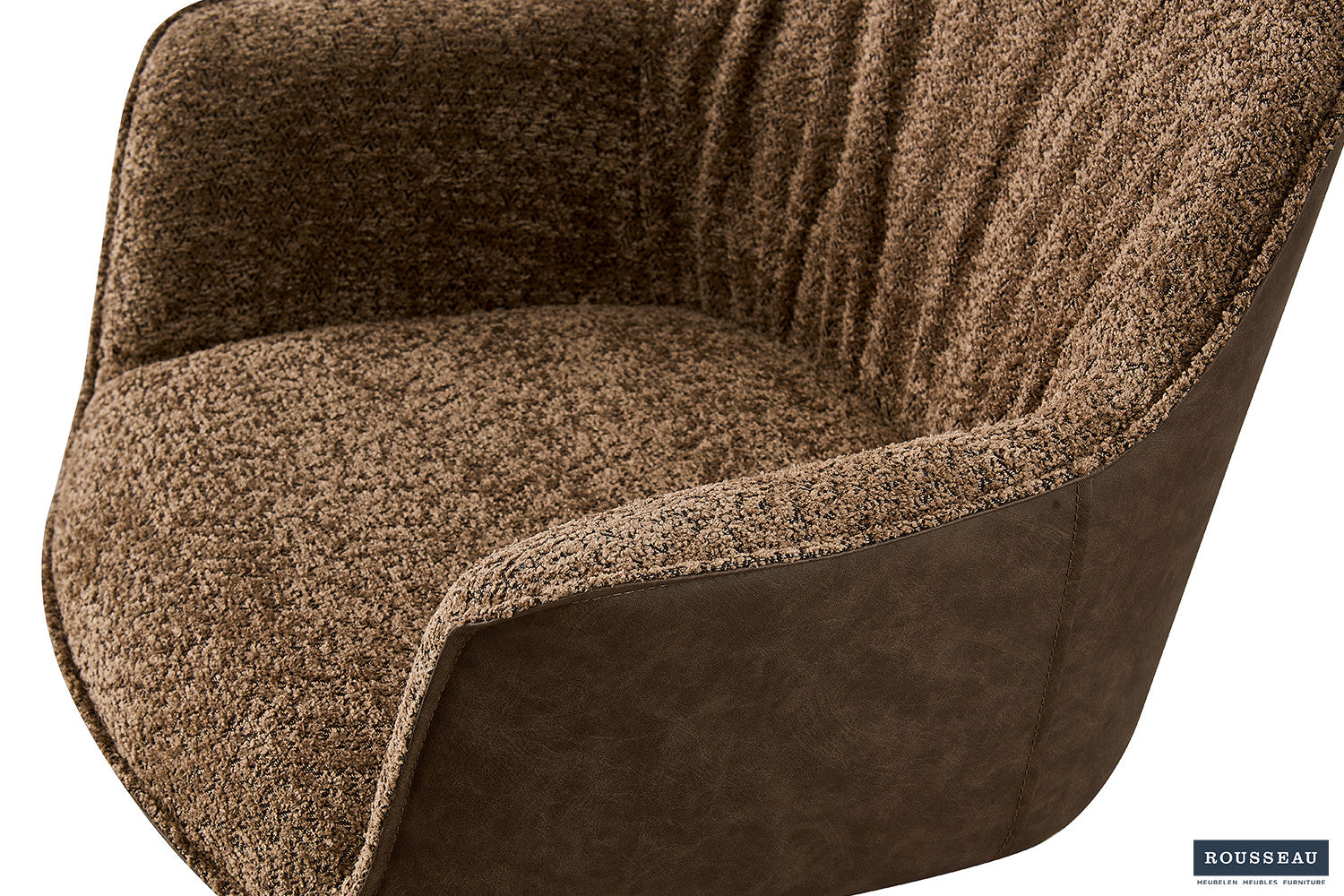 Stoel 'Lucie' Bouclé Zand Vloerkleed PU Bruin