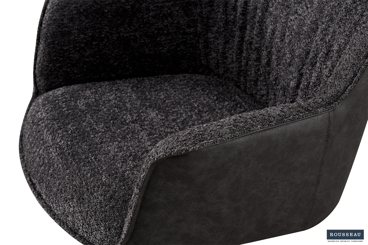 Stoel 'Lucie' Bouclé Grijs Vloerkleed PU Lichtgrijs