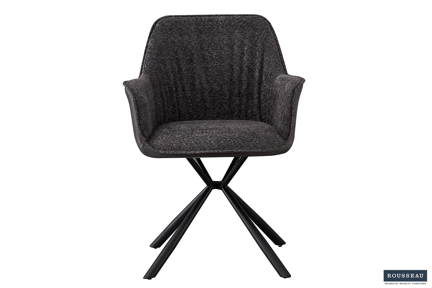 Stoel 'Lucie' Bouclé Grijs Vloerkleed PU Lichtgrijs