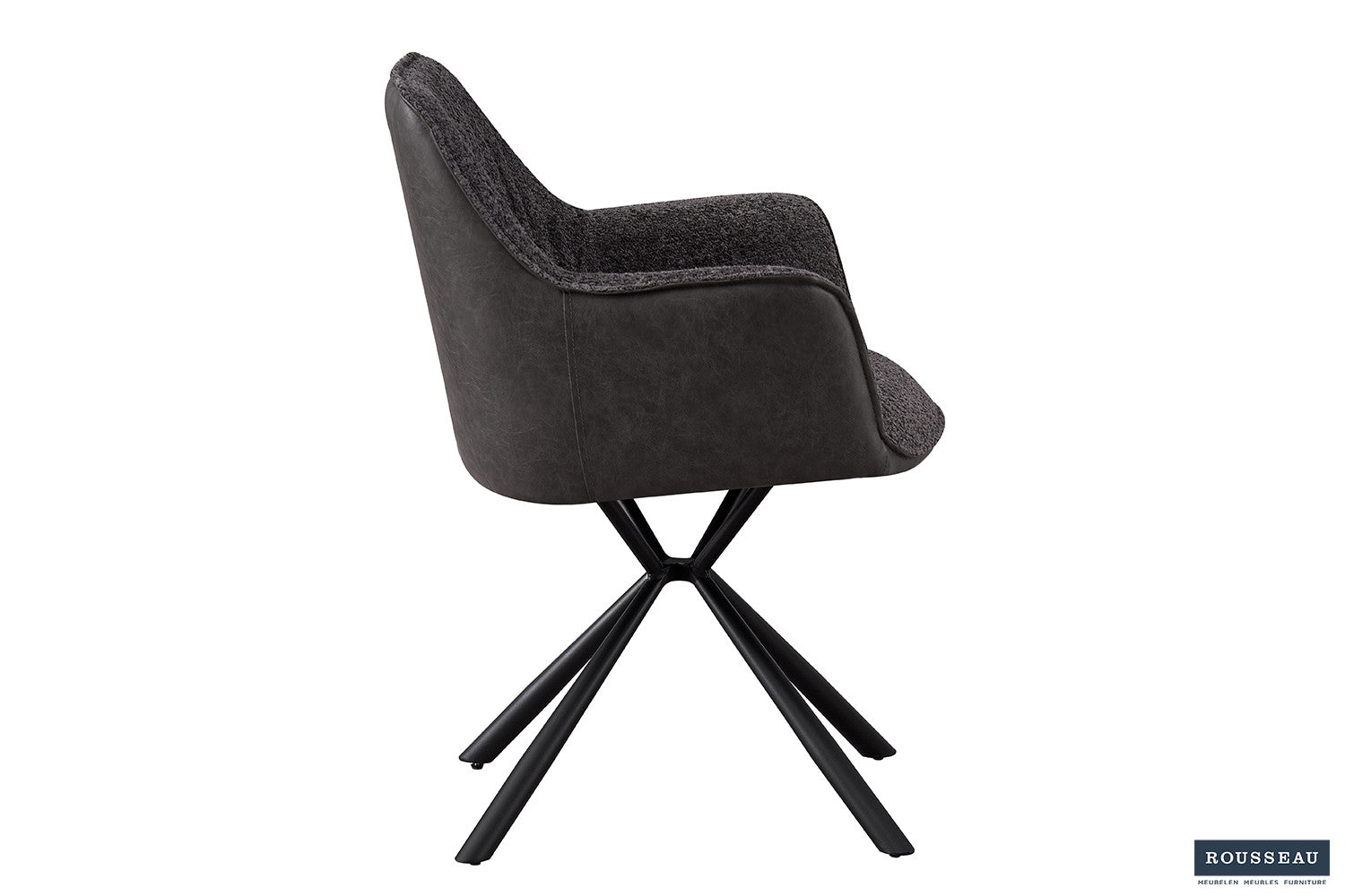 Stoel 'Lucie' Bouclé Grijs Vloerkleed PU Lichtgrijs