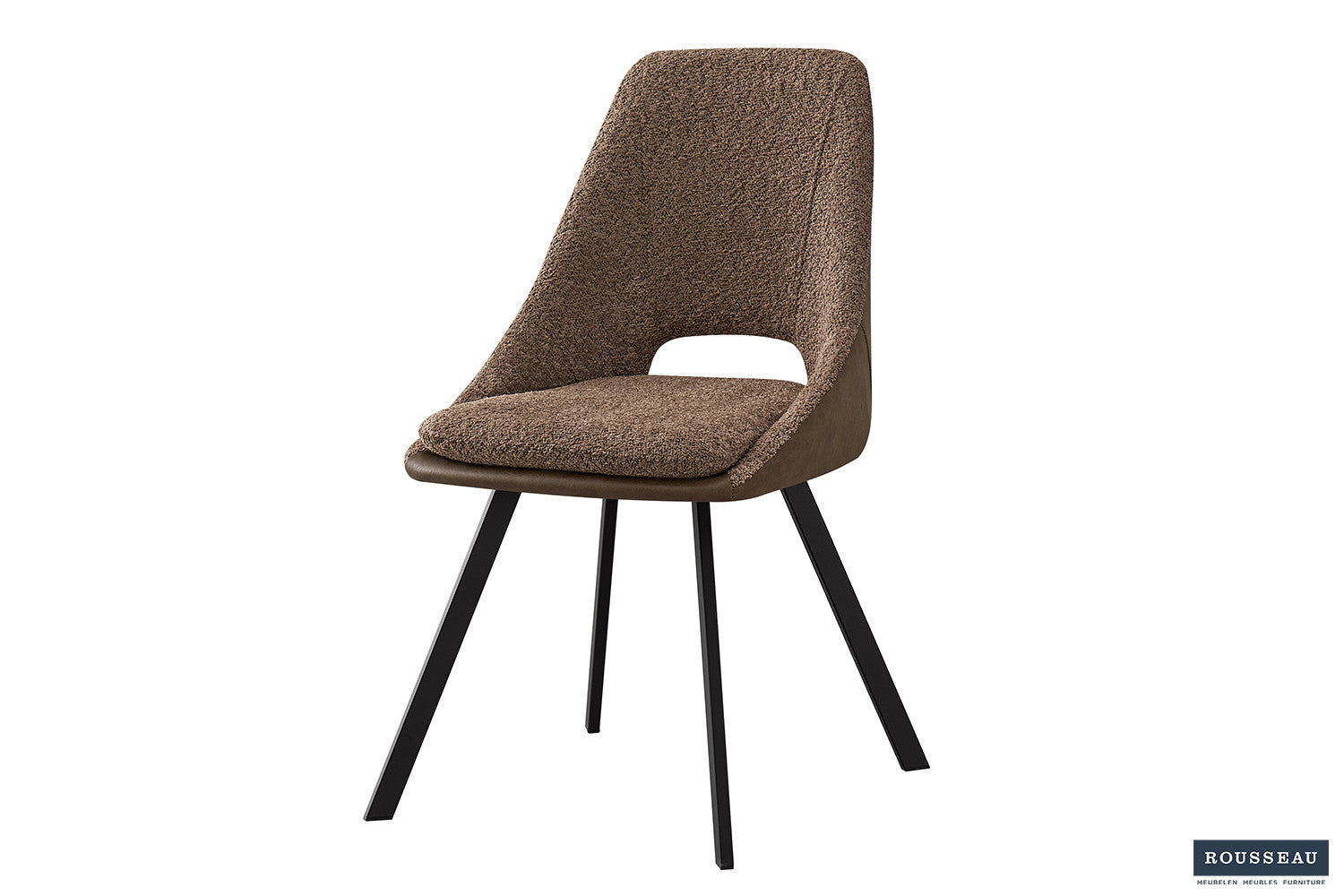 Stoel 'Filou' Bouclé Zand Vloerkleed PU Bruin