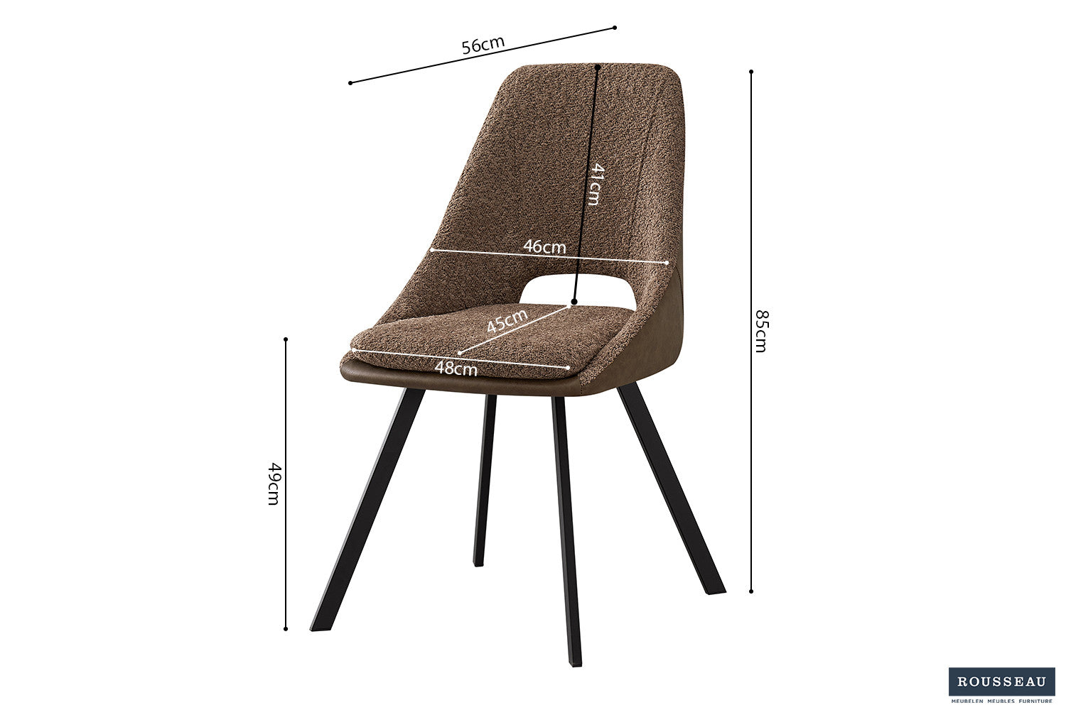 Stoel 'Filou' Bouclé Zand Vloerkleed PU Bruin