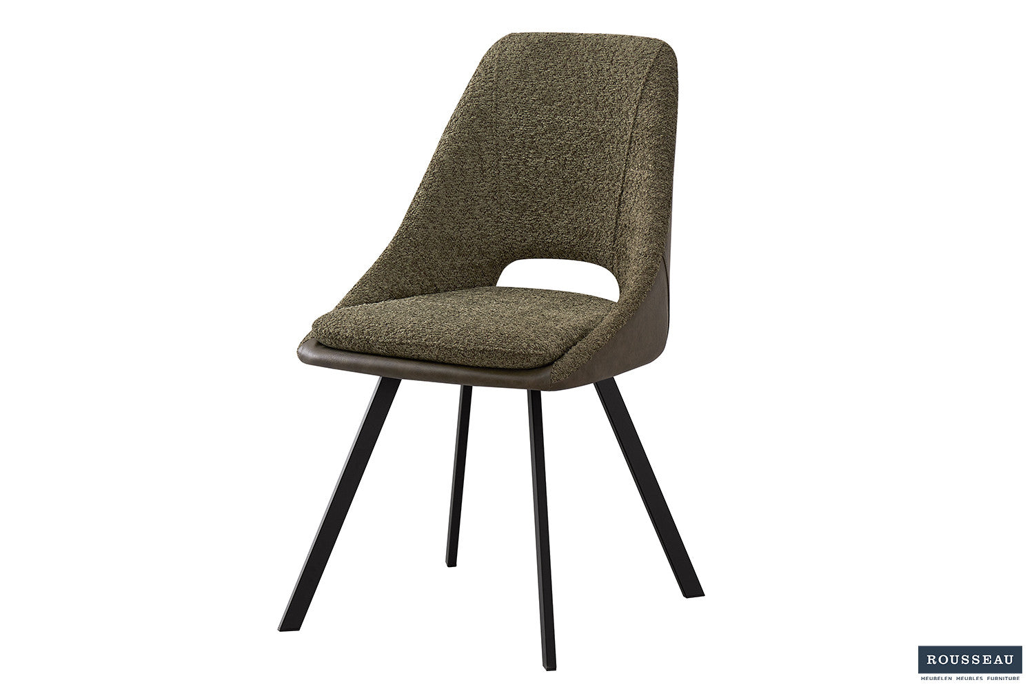 Stoel 'Filou' Bouclé Groen Vloerkleed PU Donkergroen