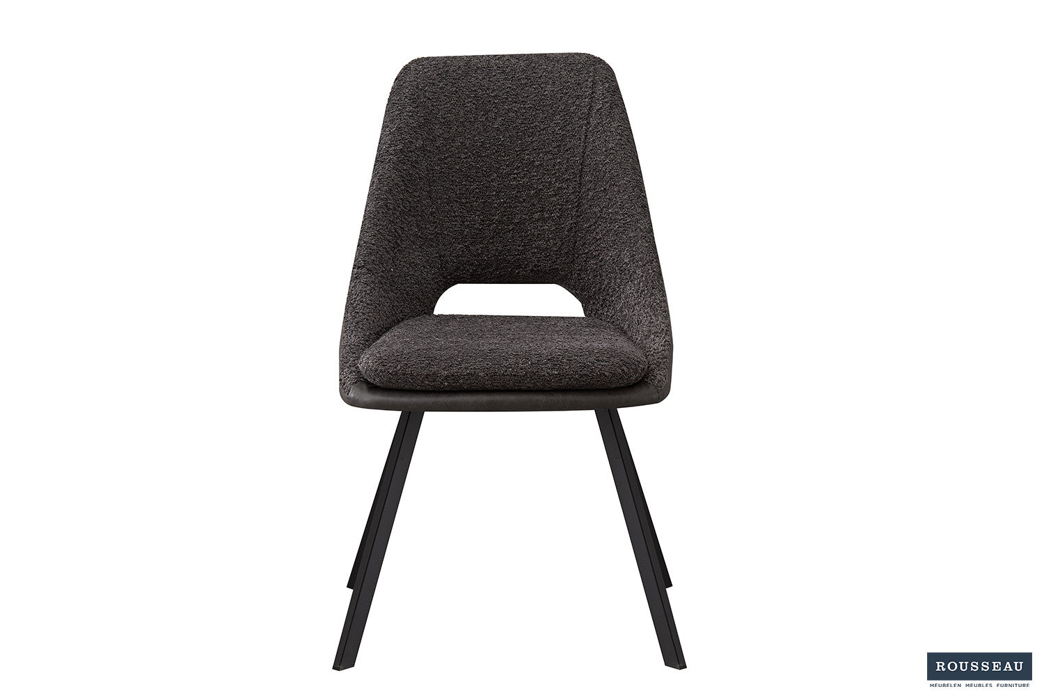 Stoel 'Filou' Bouclé Grijs Vloerkleed PU Lichtgrijs