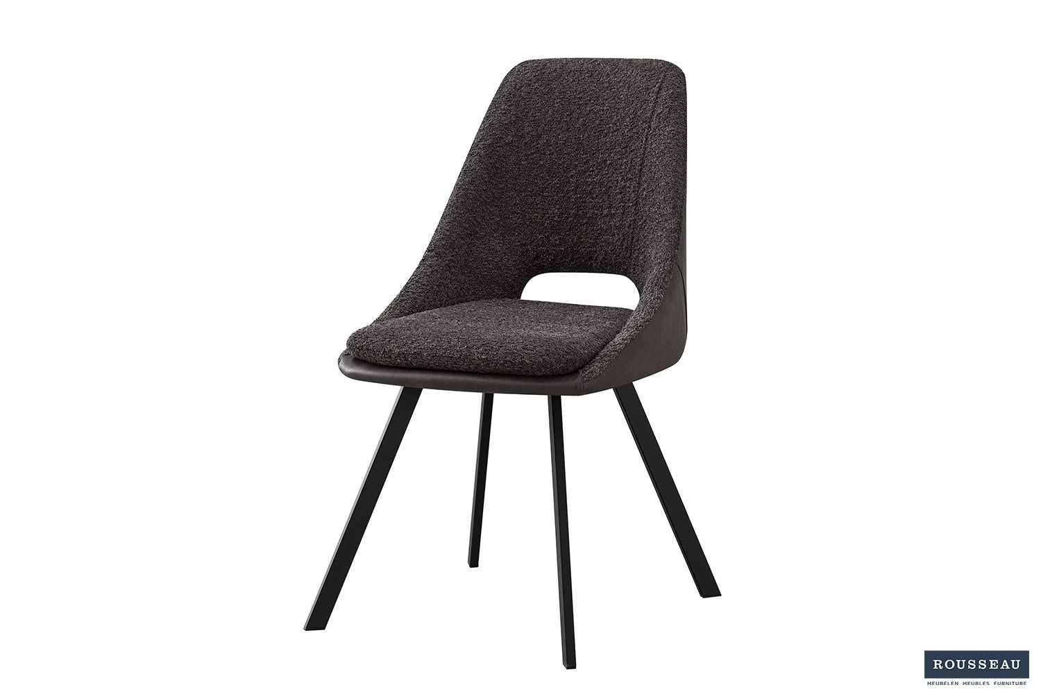 Stoel 'Filou' Bouclé Grijs Vloerkleed PU Lichtgrijs