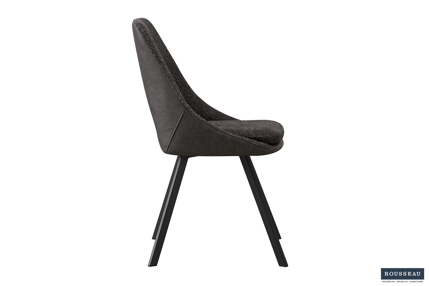 Stoel 'Filou' Bouclé Grijs Vloerkleed PU Lichtgrijs