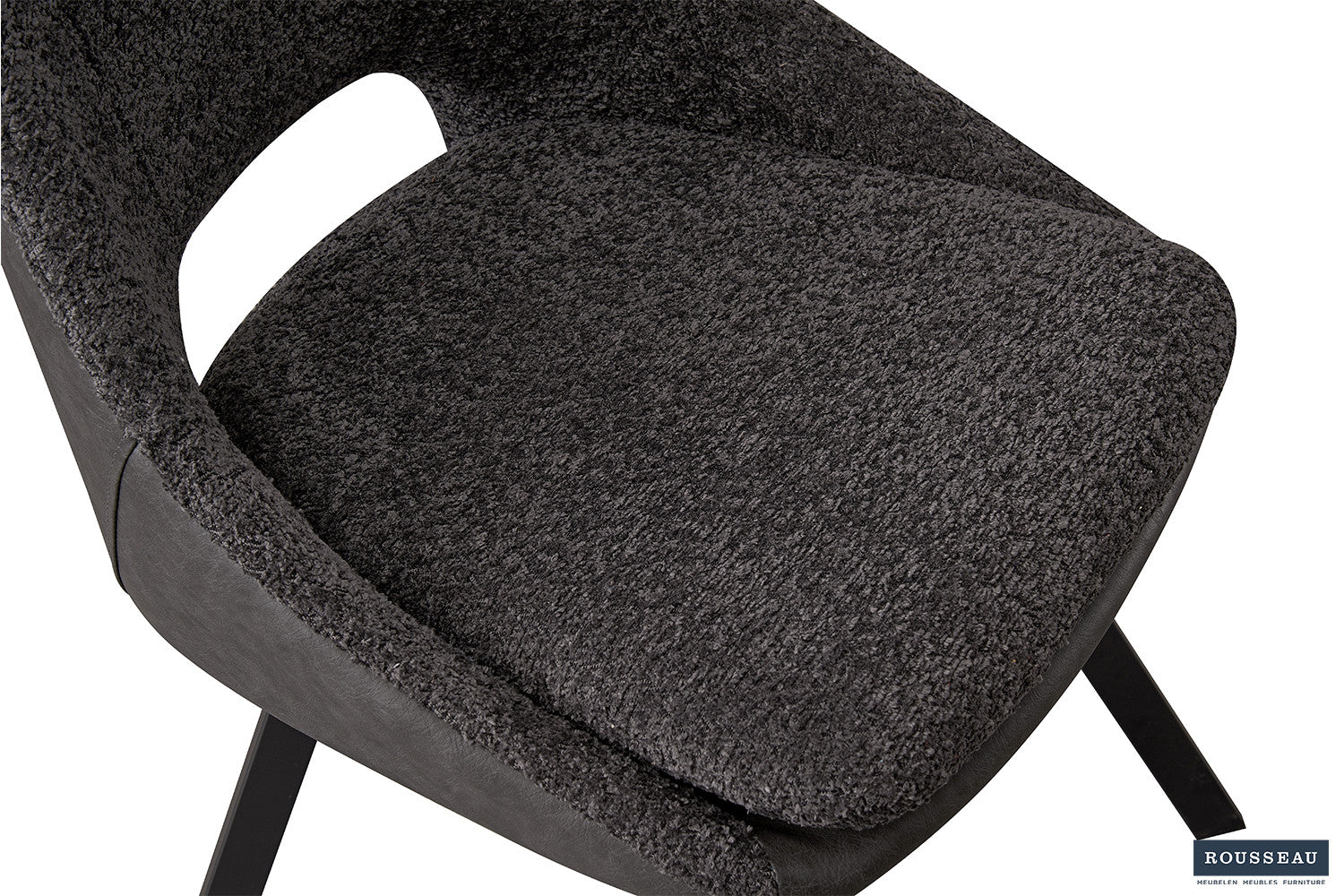 Stoel 'Filou' Bouclé Grijs Vloerkleed PU Lichtgrijs