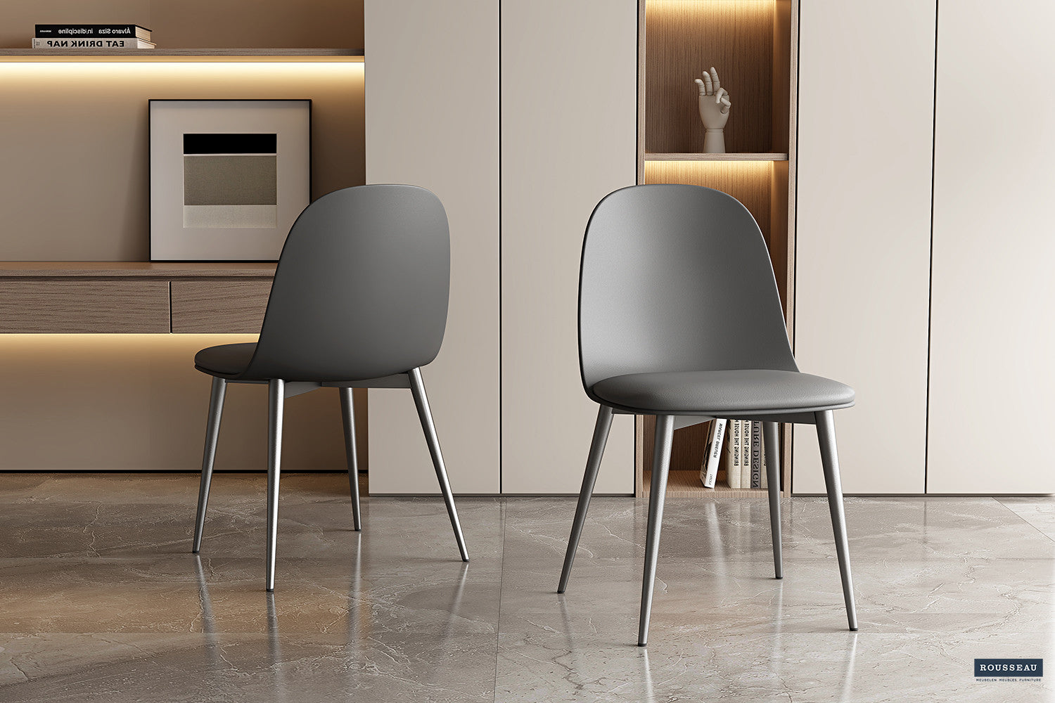 Stoel 'Jasmin' Zitting PP kussen PU Grijs