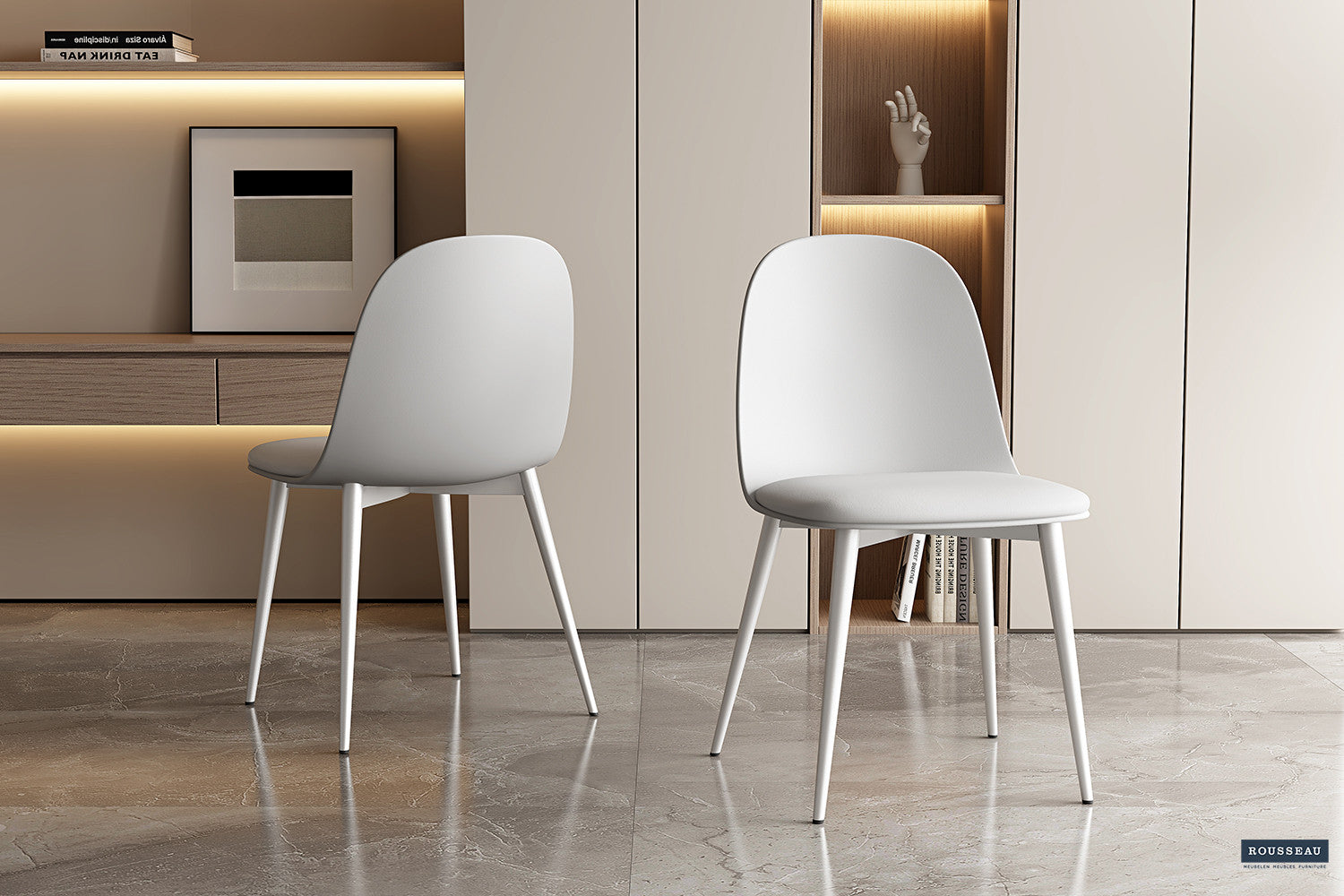 Stoel 'Jasmin' Zitting PP kussen PU Wit