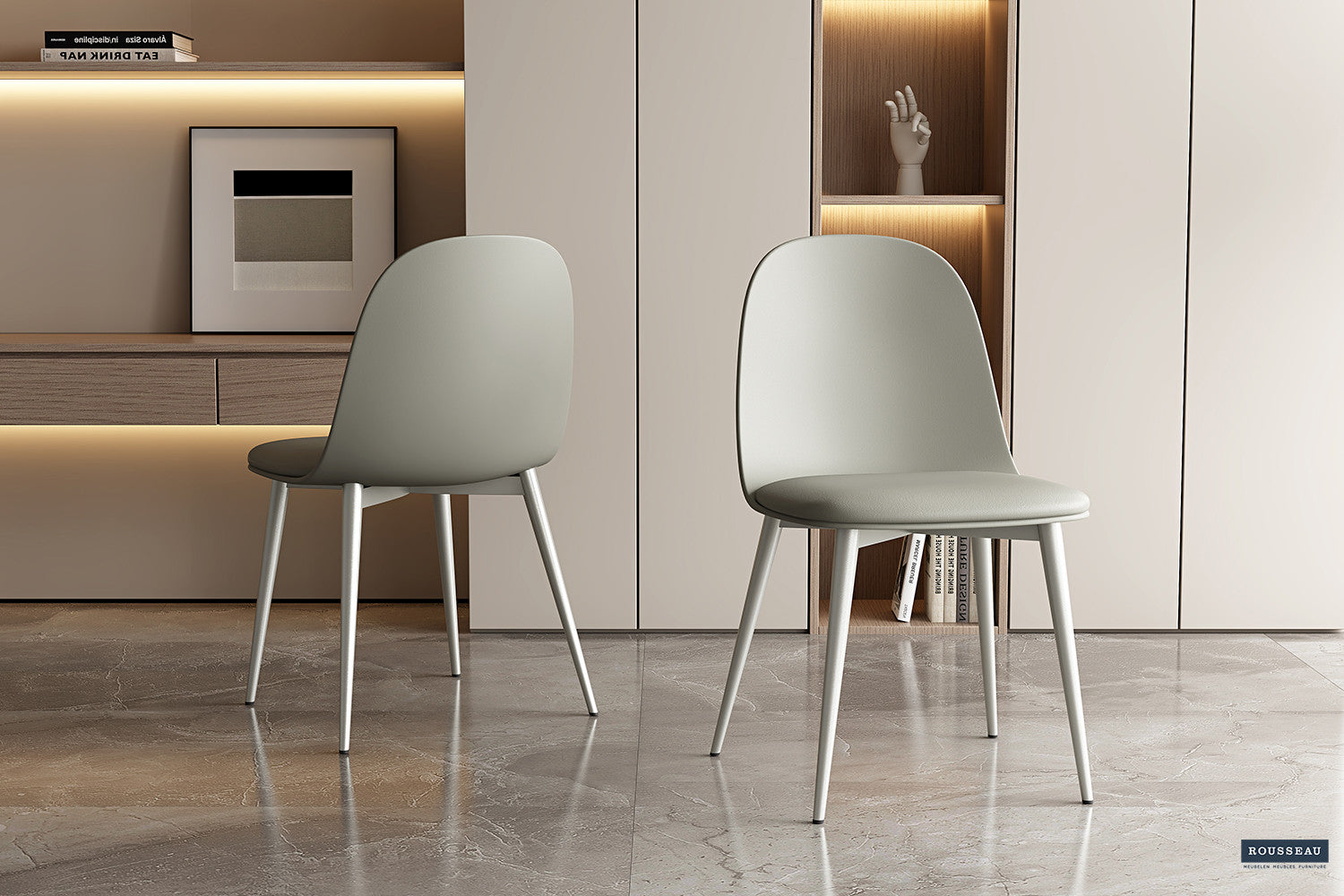 Stoel 'Jasmin' Zitting PP kussen PU Grijs-groen