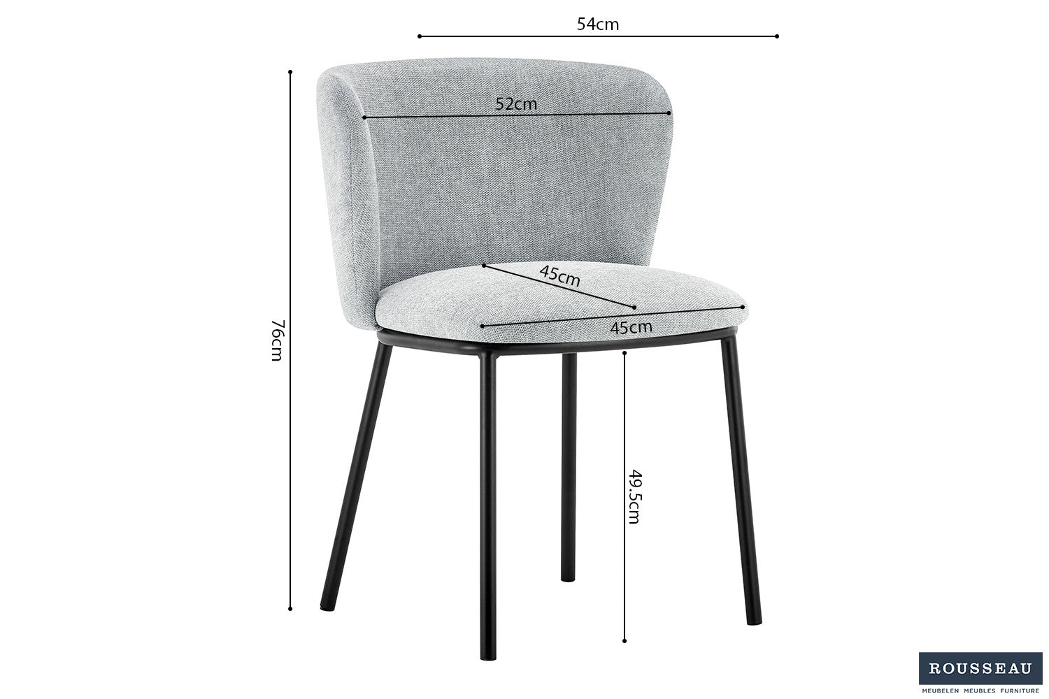 Stoel 'Arthur' Stof Ote Belfast 41 Lichtgrijs