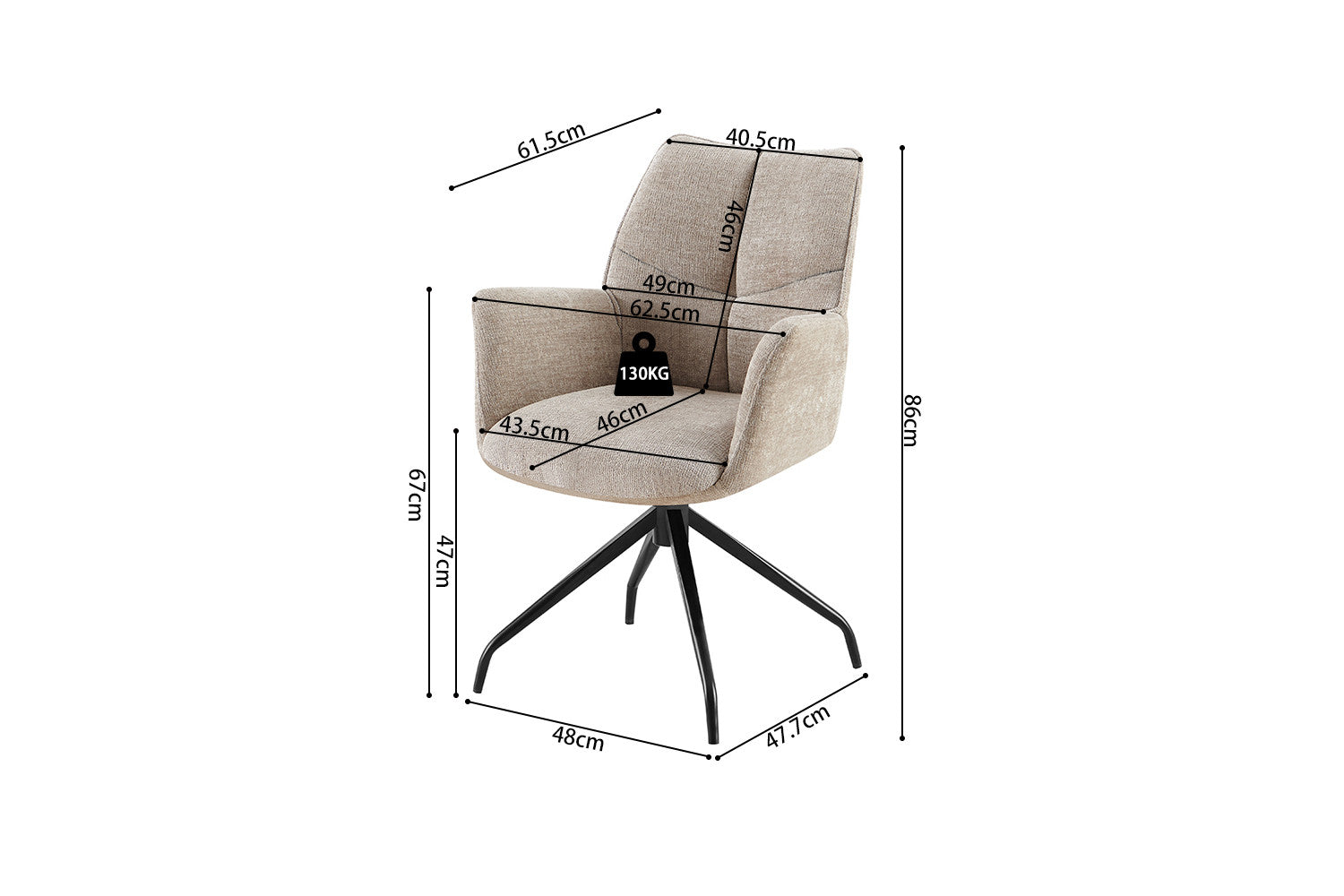 Stoel 'Lamor' Draaibaar tot 0 Stof Davis Perfect Harmony 04 Zand