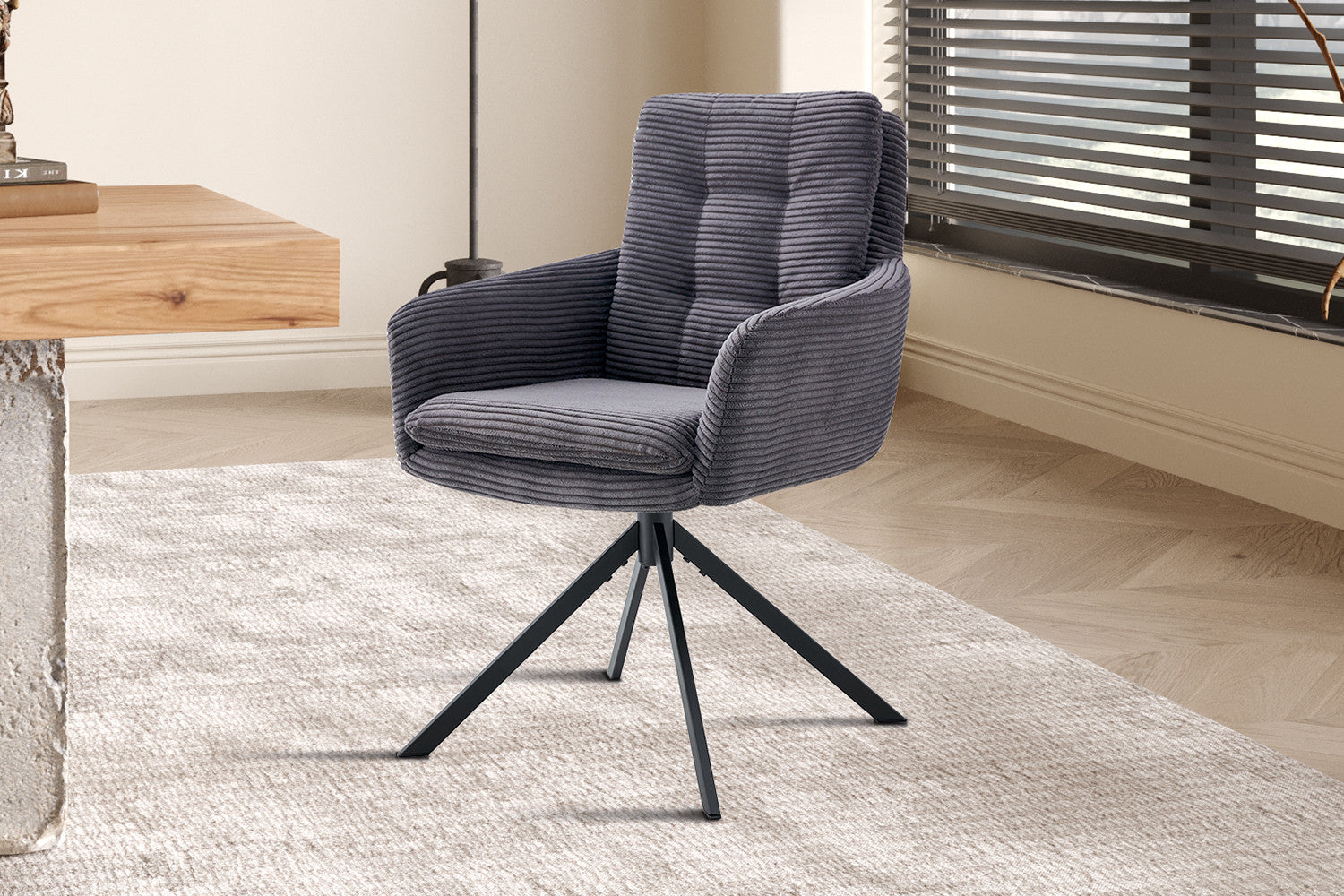 Stoel 'Luna' Draaibaar tot 0 Corduroy Fabb Hyper 16 Grijs