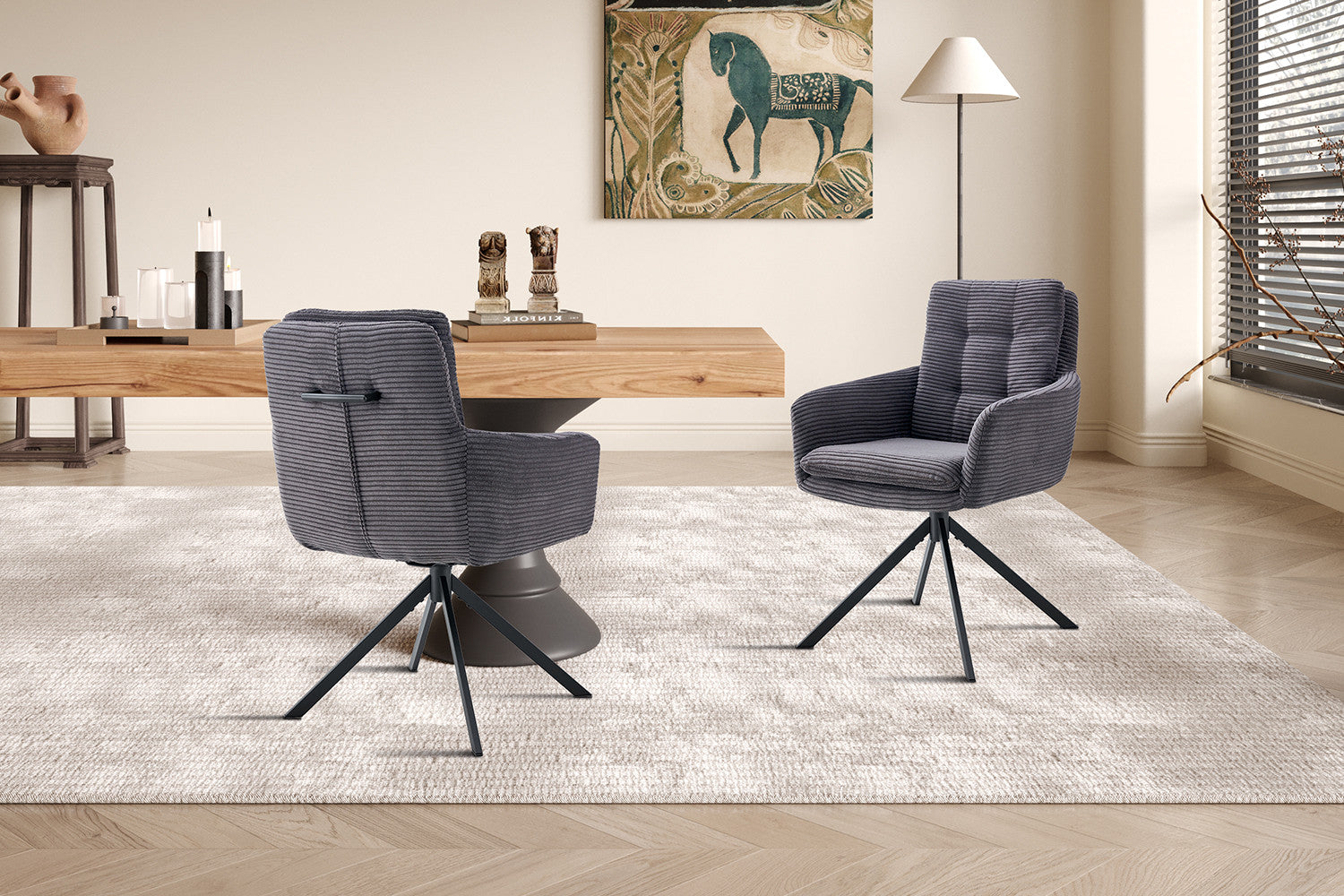 Stoel 'Luna' Draaibaar tot 0 Corduroy Fabb Hyper 16 Grijs