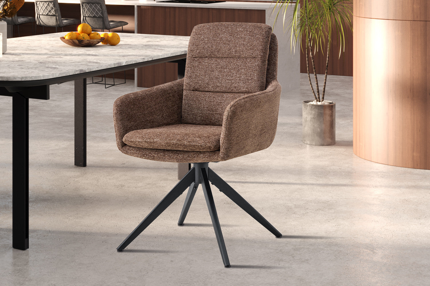 Stoel 'Lisold' Draaibaar tot 0 Stof Fabb Raven 45 Bruin