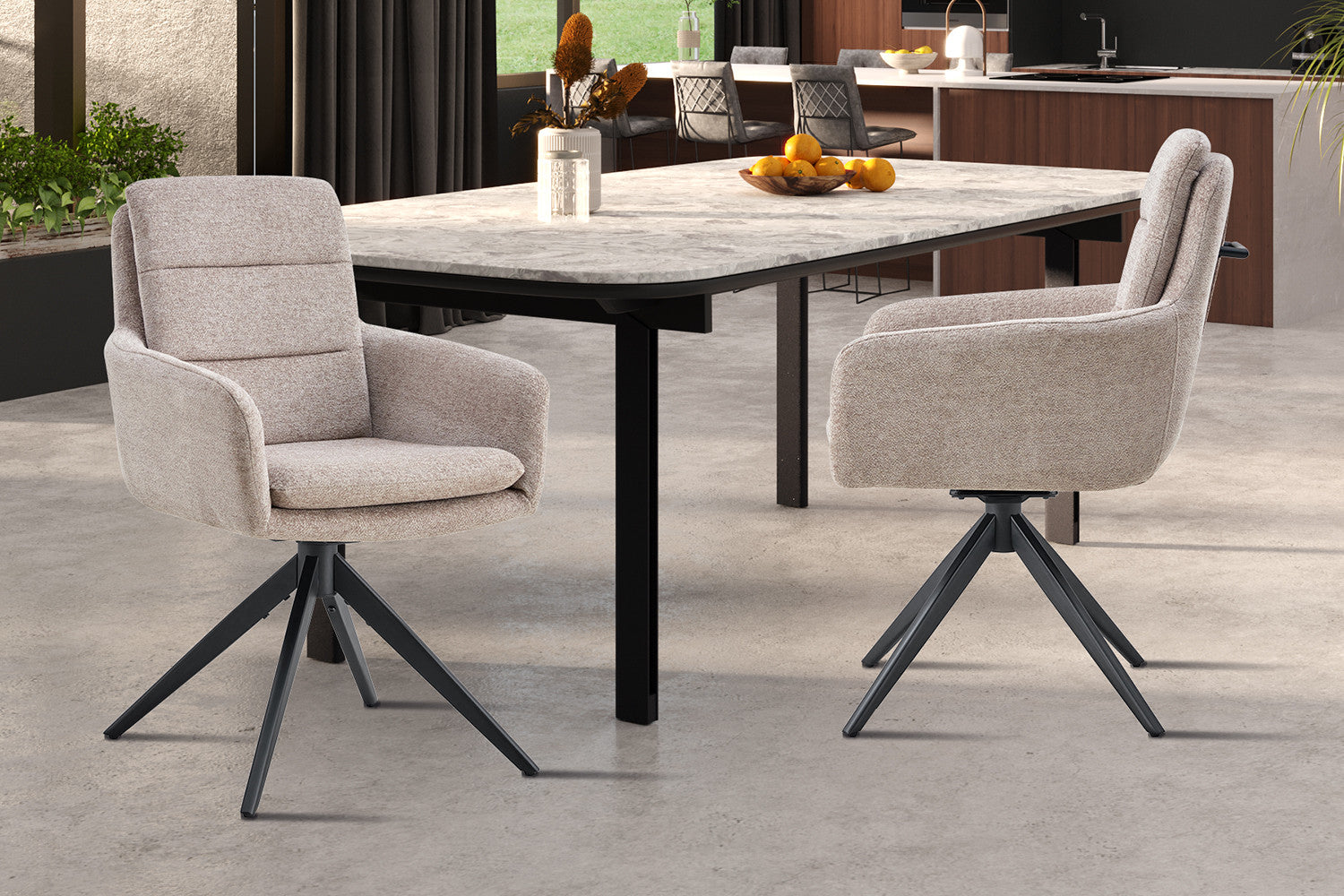 Stoel 'Lisold' Draaibaar tot 0 Stof Fabb Raven 30 Zand