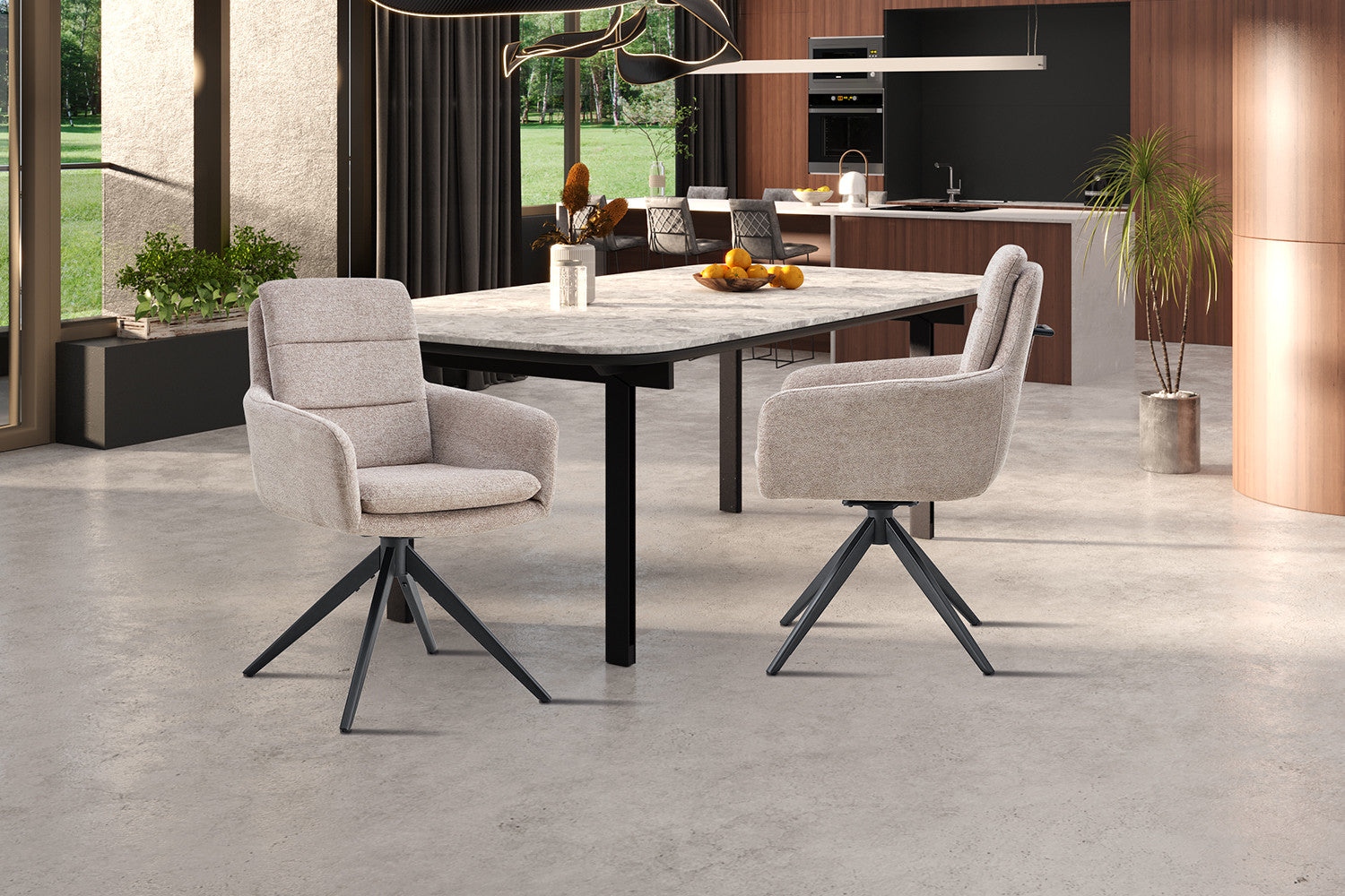 Stoel 'Lisold' Draaibaar tot 0 Stof Fabb Raven 30 Zand