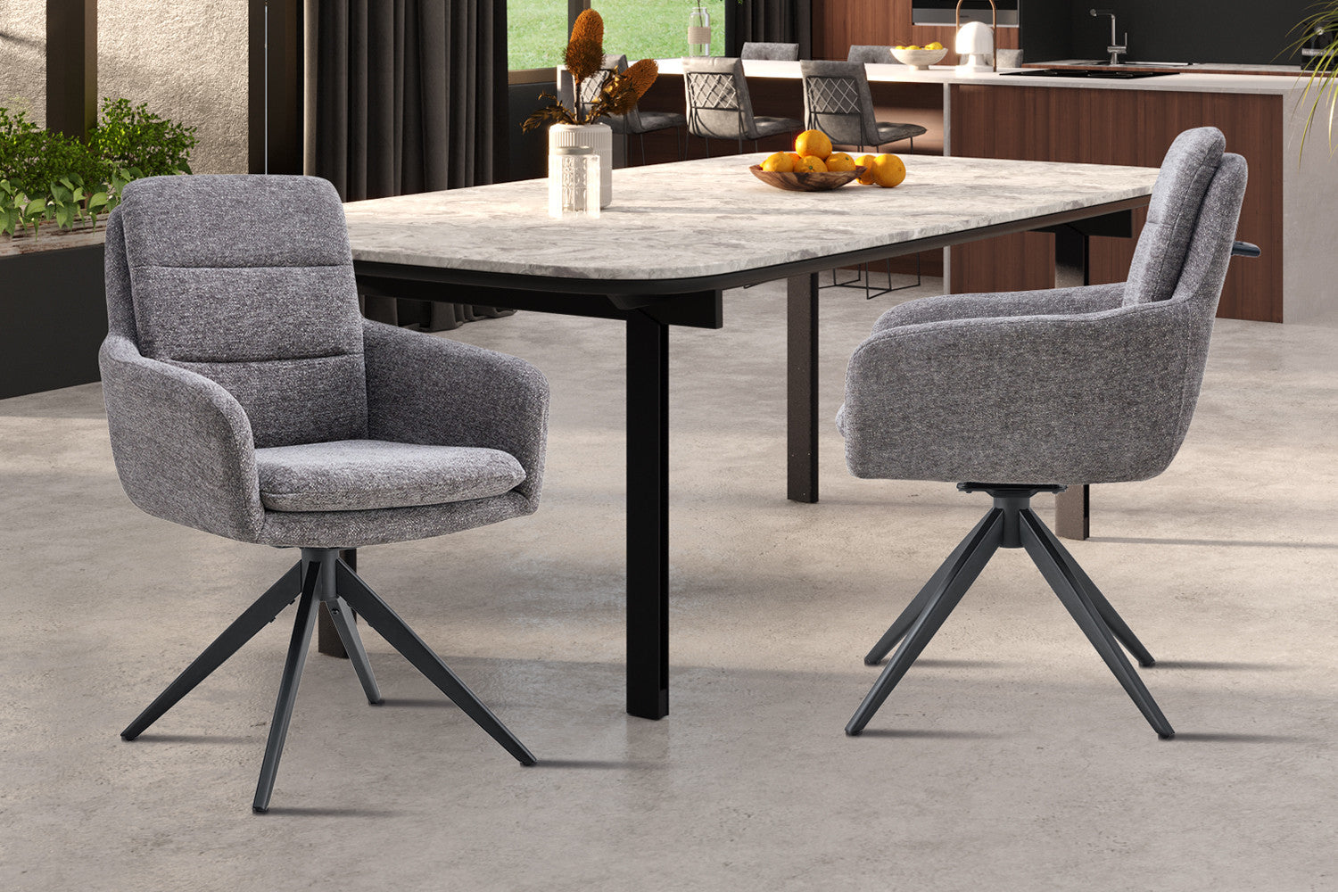 Stoel 'Lisold' Draaibaar tot 0 Stof Fabb Raven 13 Donkergrijs