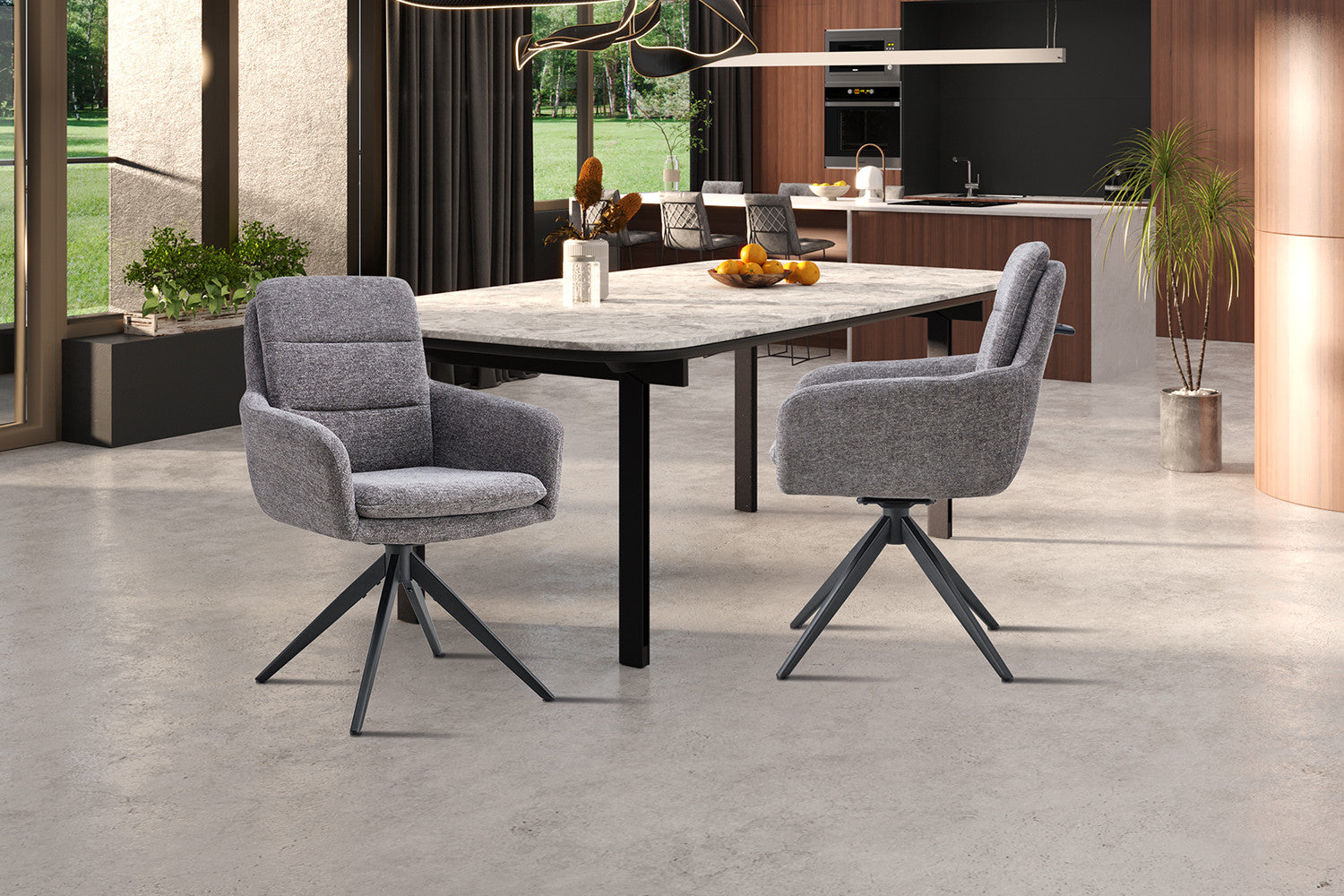 Stoel 'Lisold' Draaibaar tot 0 Stof Fabb Raven 13 Donkergrijs