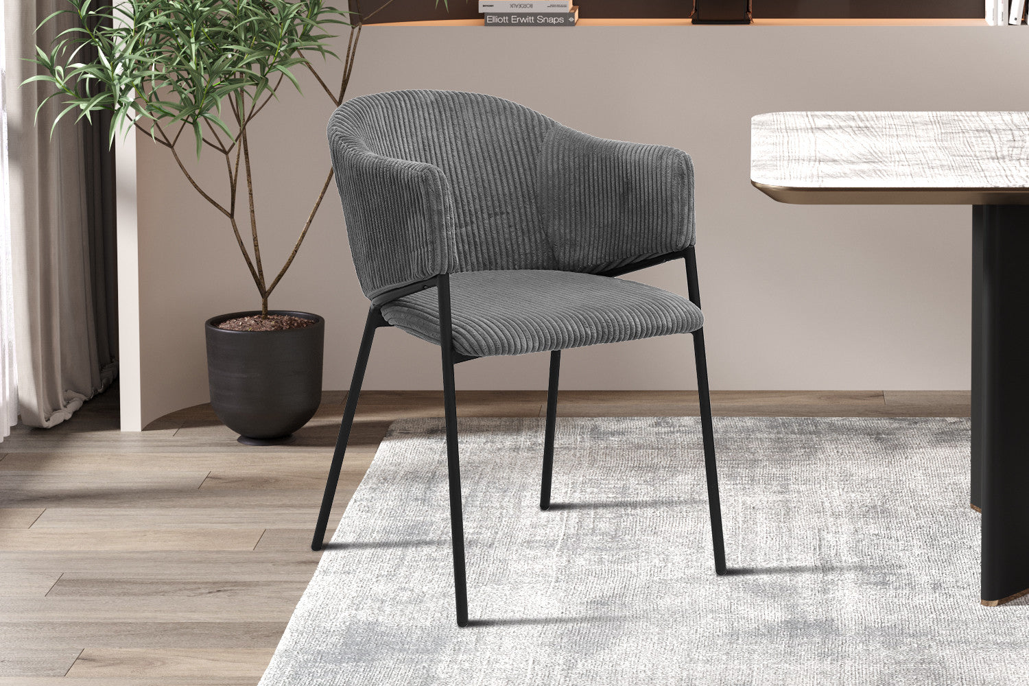 Stoel 'Hugo' Corduroy Donkergrijs