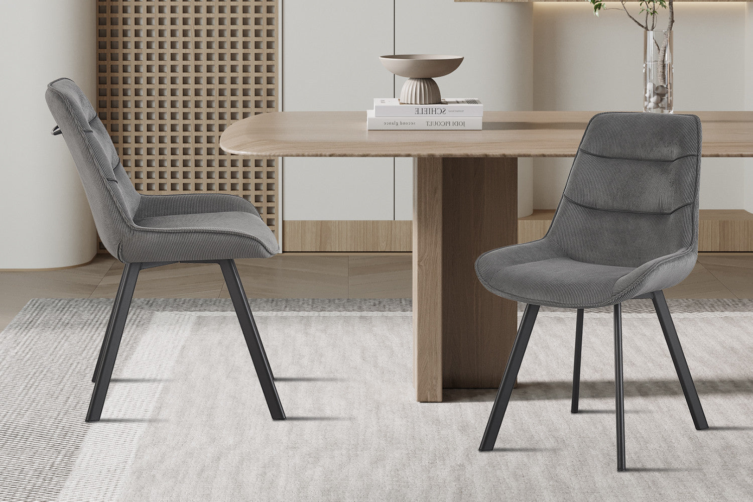 Stoel 'Amelie' Corduroy Grijs