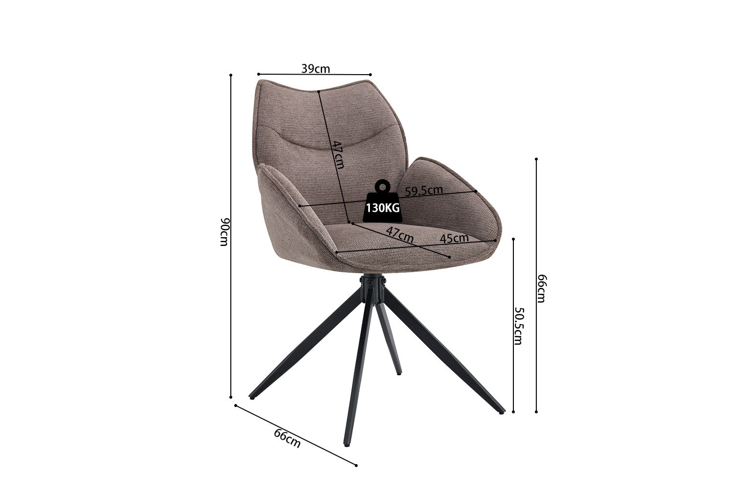 Stoel 'Mahi' Draaibaar tot 0 Stof Ote Share 400 Peper