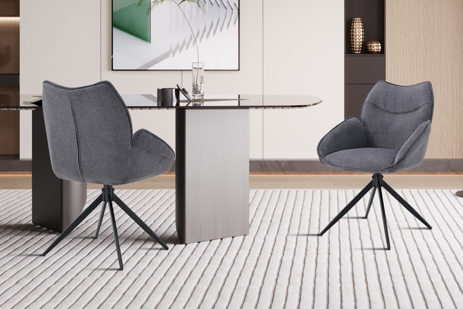 Stoel 'Mahi' Draaibaar tot 0 Stof Ote Share 456 Donkergrijs