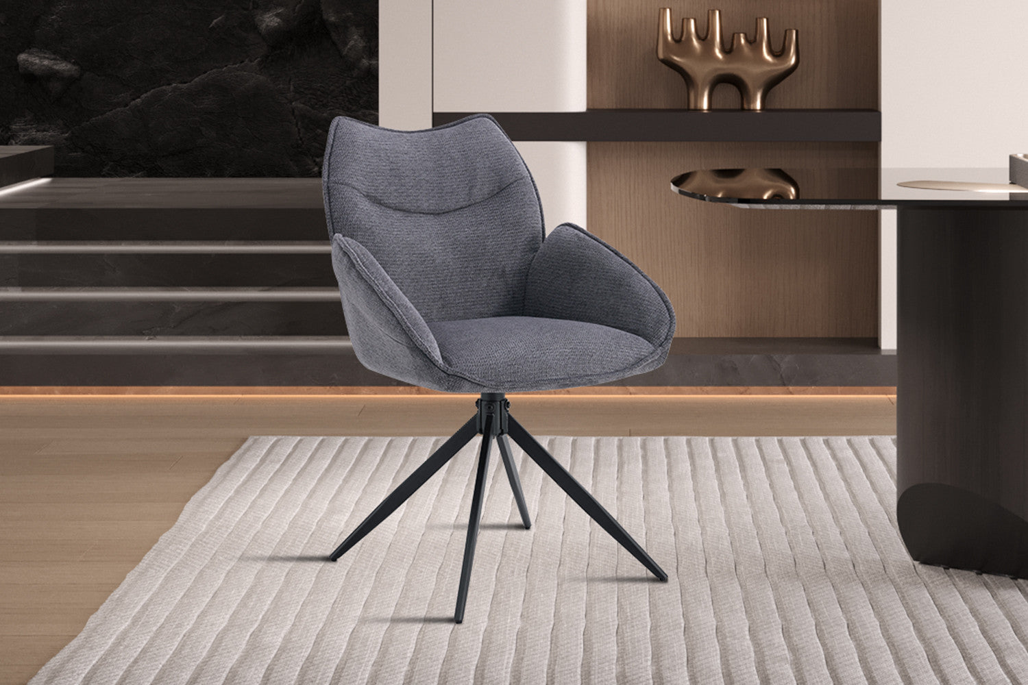 Stoel 'Mahi' Draaibaar tot 0 Stof Ote Share 456 Donkergrijs