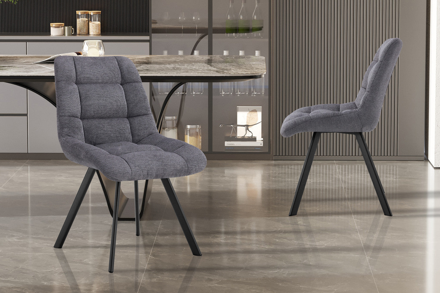 Stoel 'Lizzy' Stof Ote Share 456 Donkergrijs