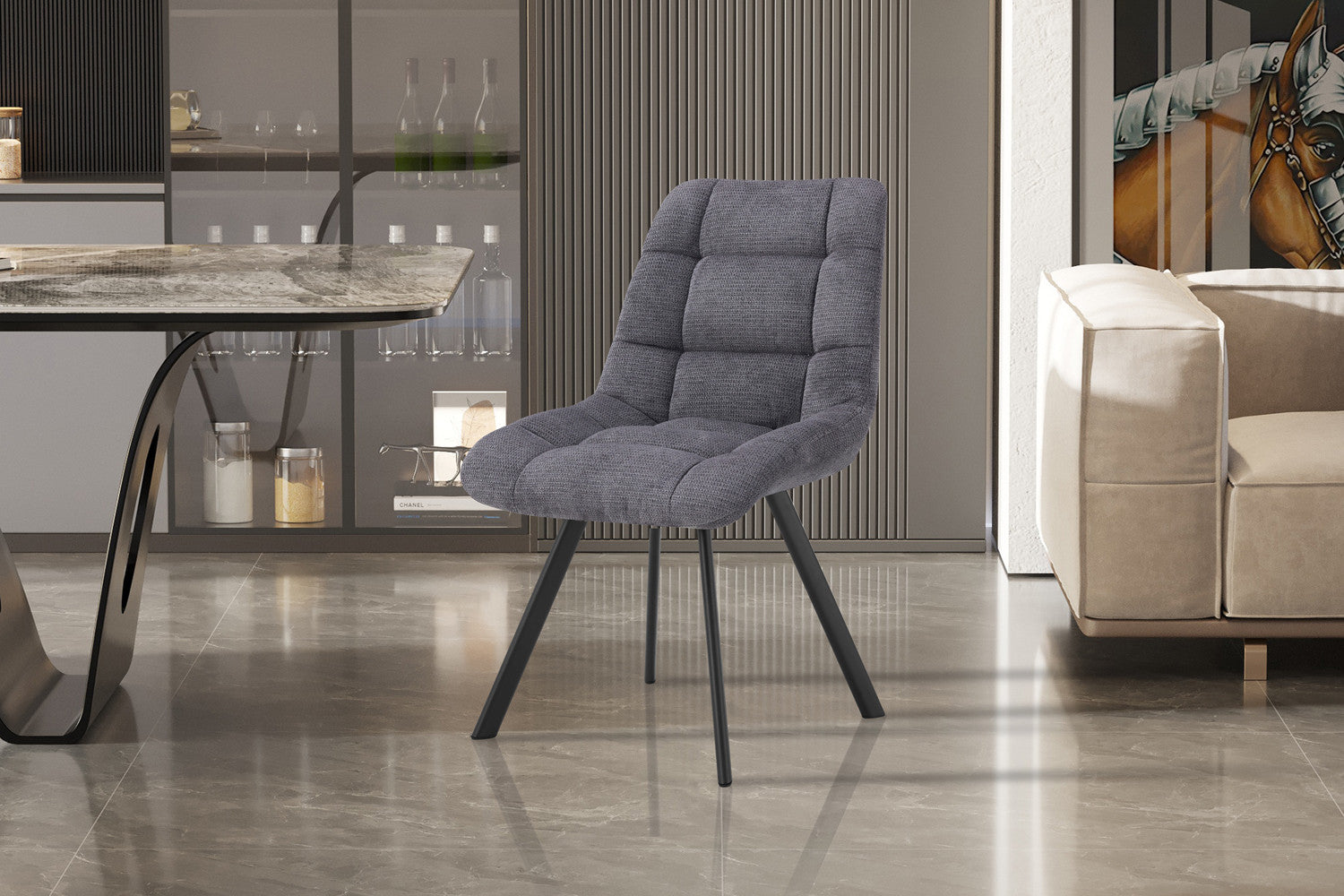 Stoel 'Lizzy' Stof Ote Share 456 Donkergrijs