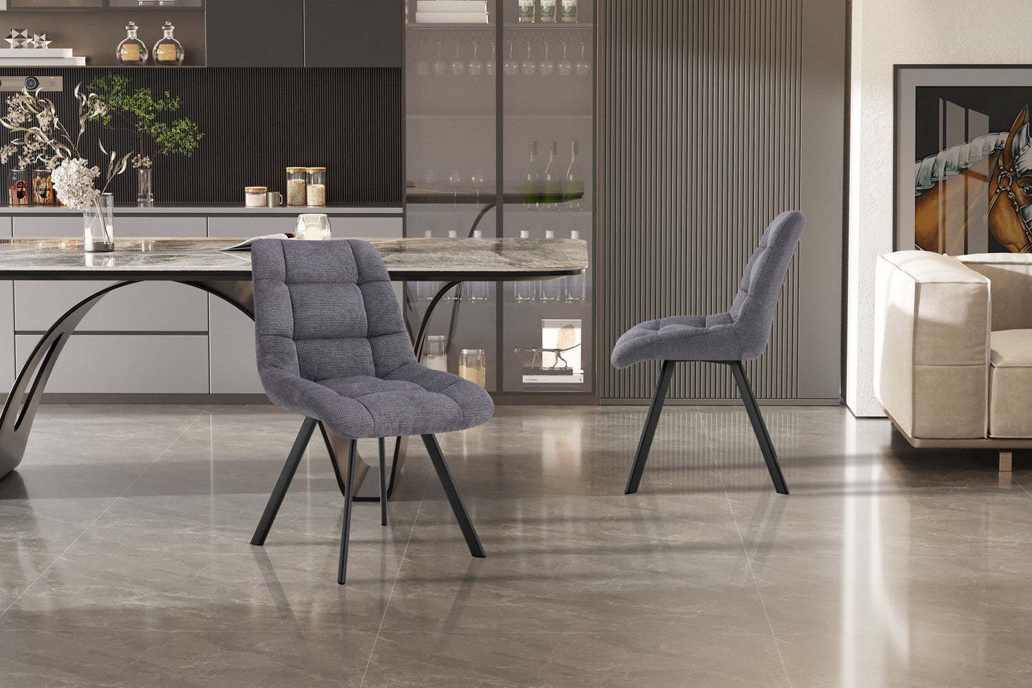 Stoel 'Lizzy' Stof Ote Share 456 Donkergrijs