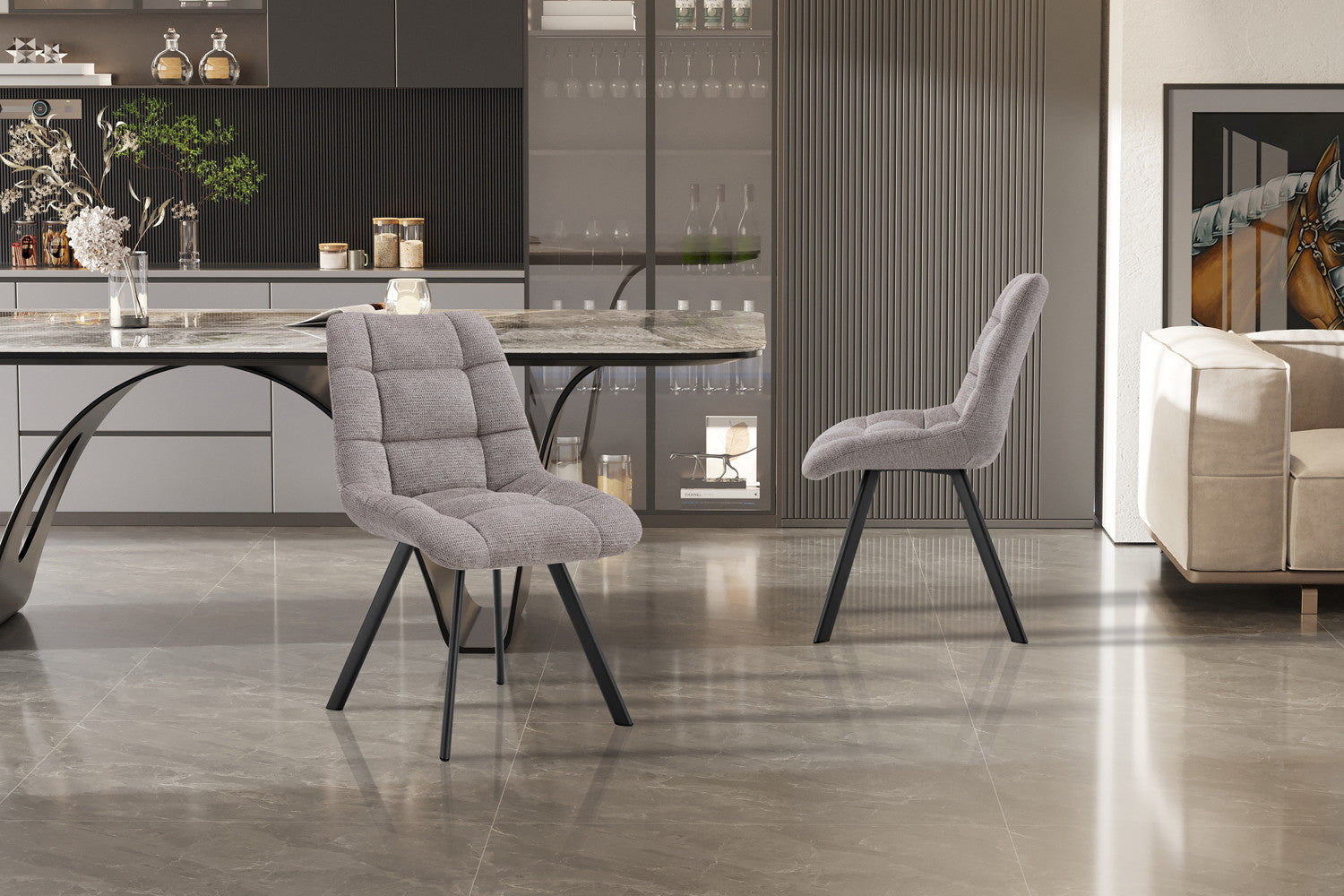 Stoel 'Lizzy' Stof Ote Share160 Lichtgrijs