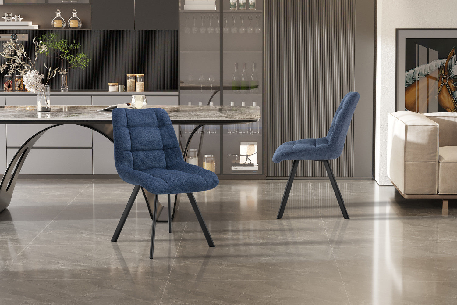 Stoel 'Lizzy' Stof Ote Share 315 Blauw