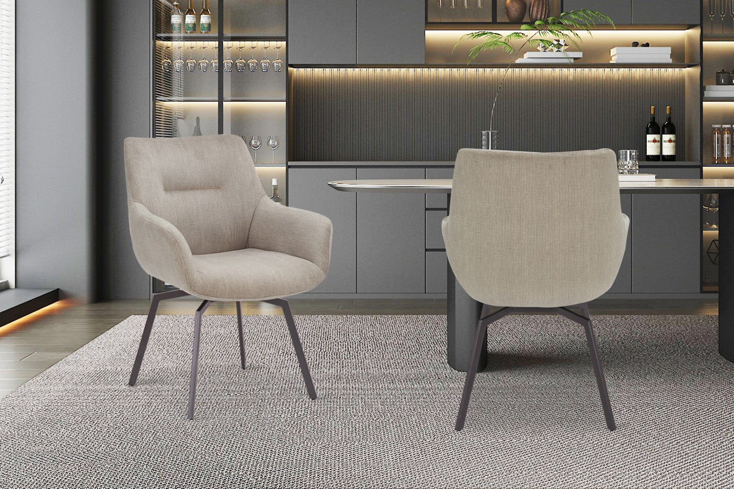 Stoel 'Modest' Draaibaar Ribfluweel Beige