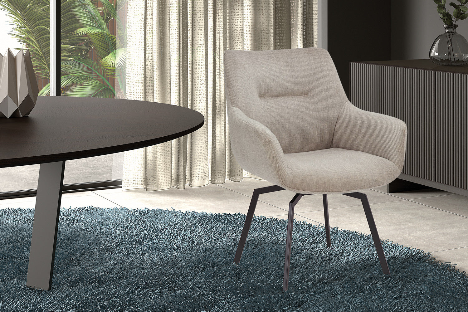 Stoel 'Modest' Draaibaar Ribfluweel Beige