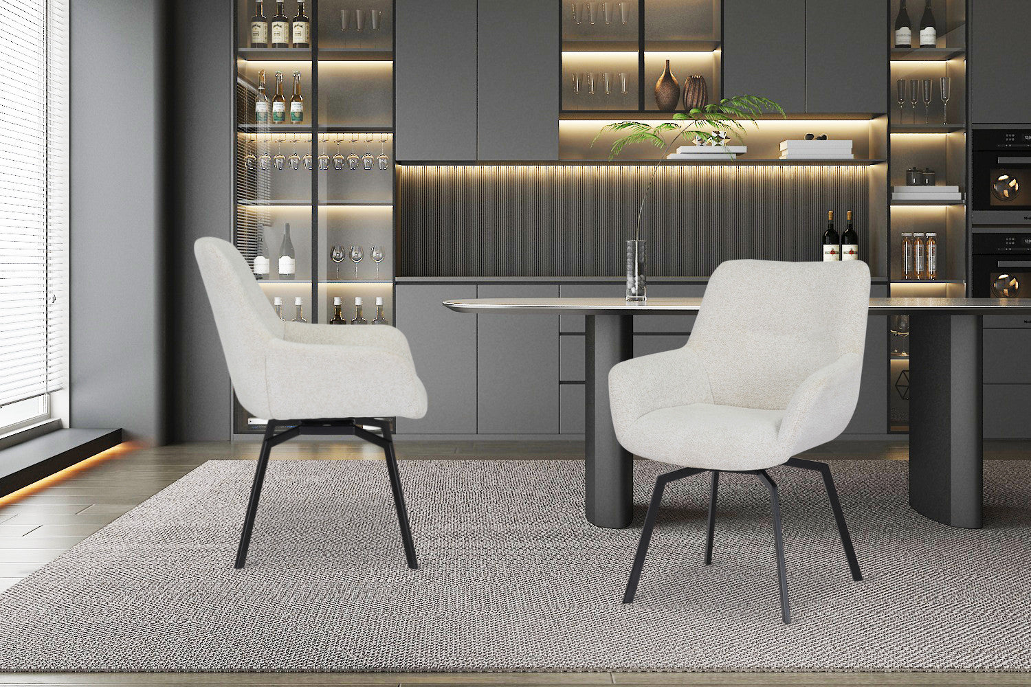 Stoel 'Modest' Draaibaar Stof Fabb Raven 22 Ecru