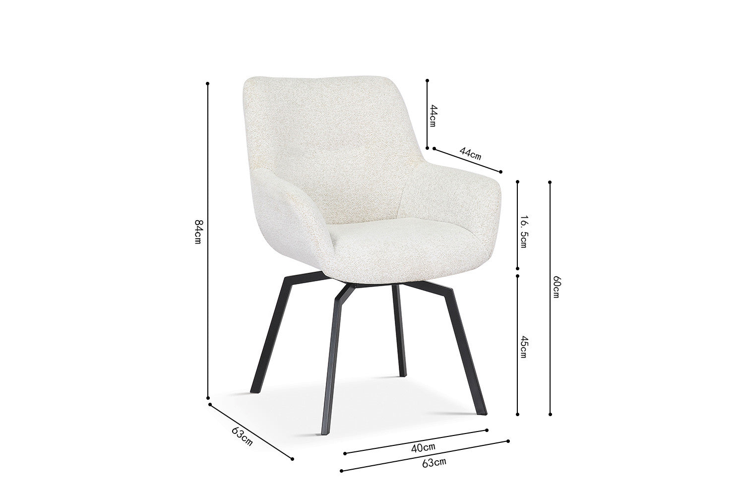 Stoel 'Modest' Draaibaar Stof Fabb Raven 22 Ecru