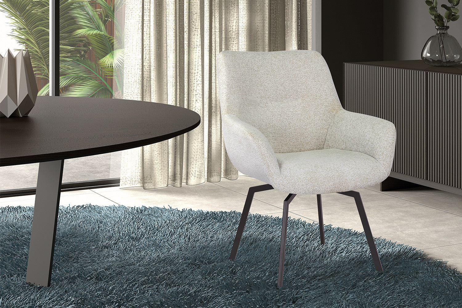 Stoel 'Modest' Draaibaar Stof Fabb Raven 22 Ecru