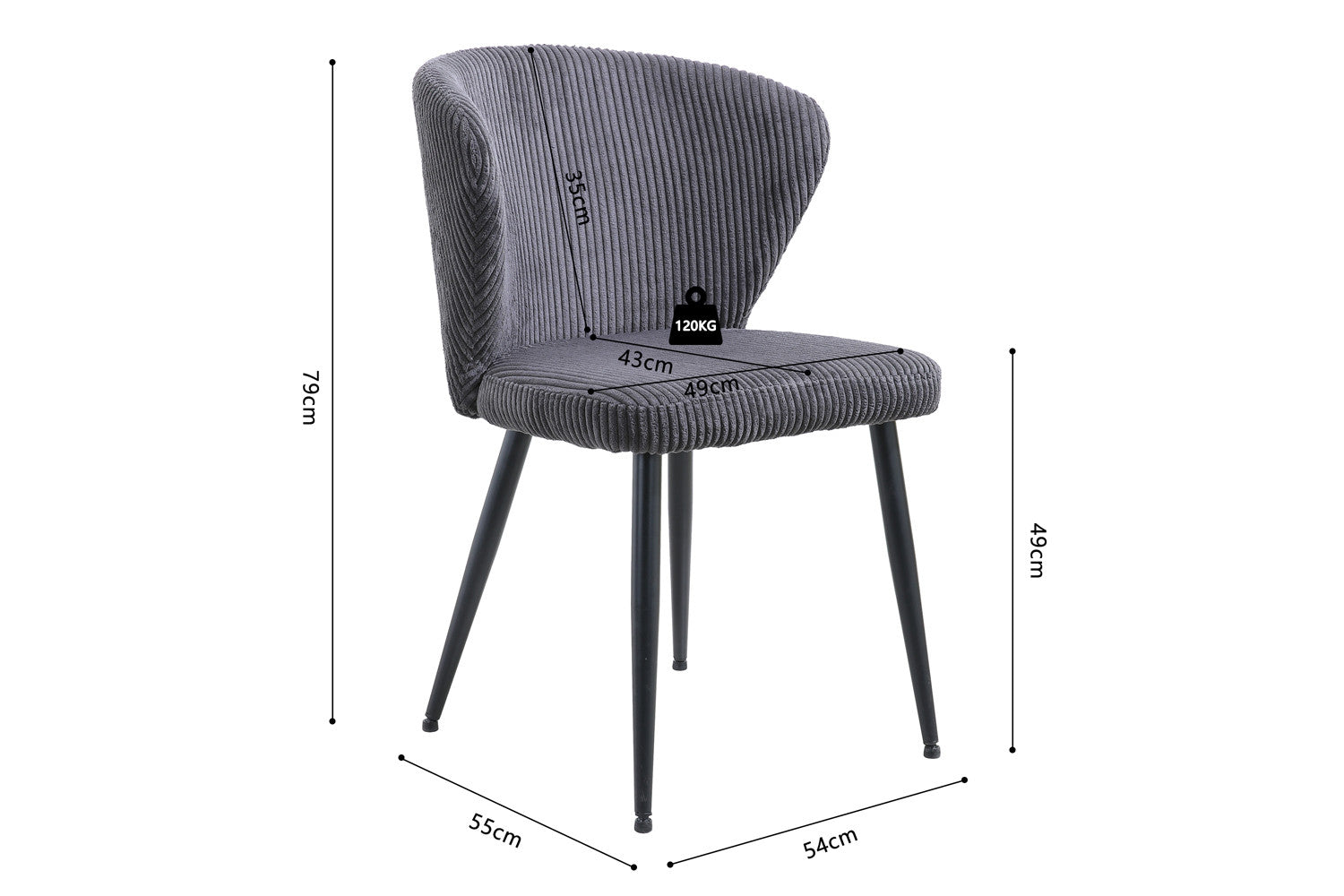 Stoel 'Tornado' Corduroy Fabb Hyper 16 Grijs