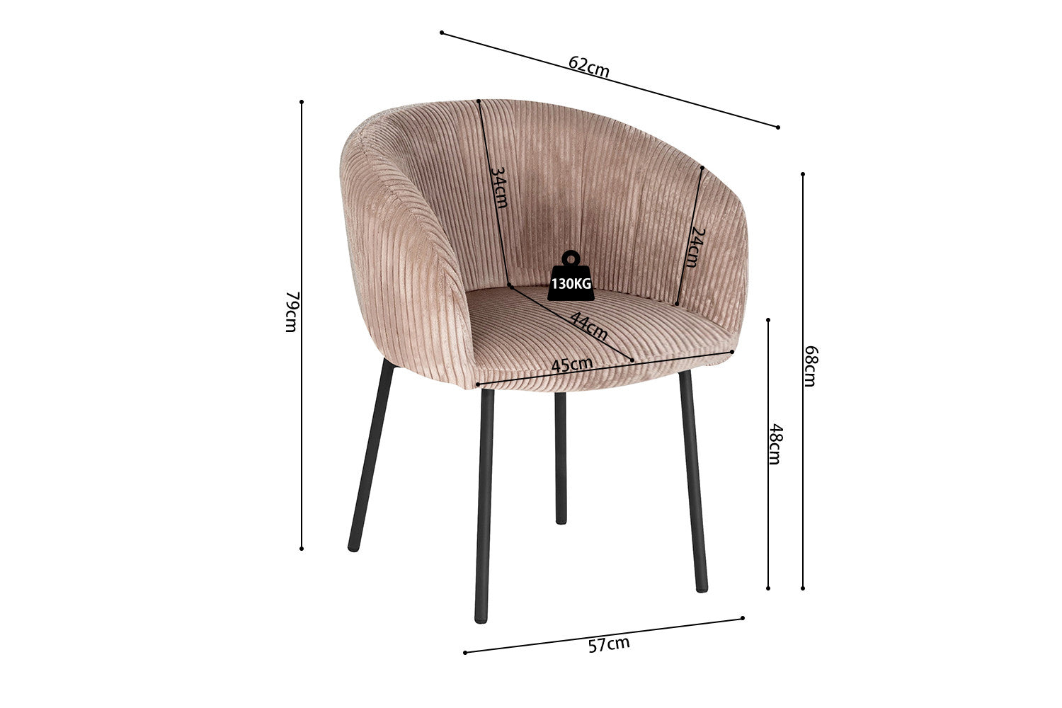 Stoel 'Sevilla' Corduroy Fabb Hyper 38 Zand